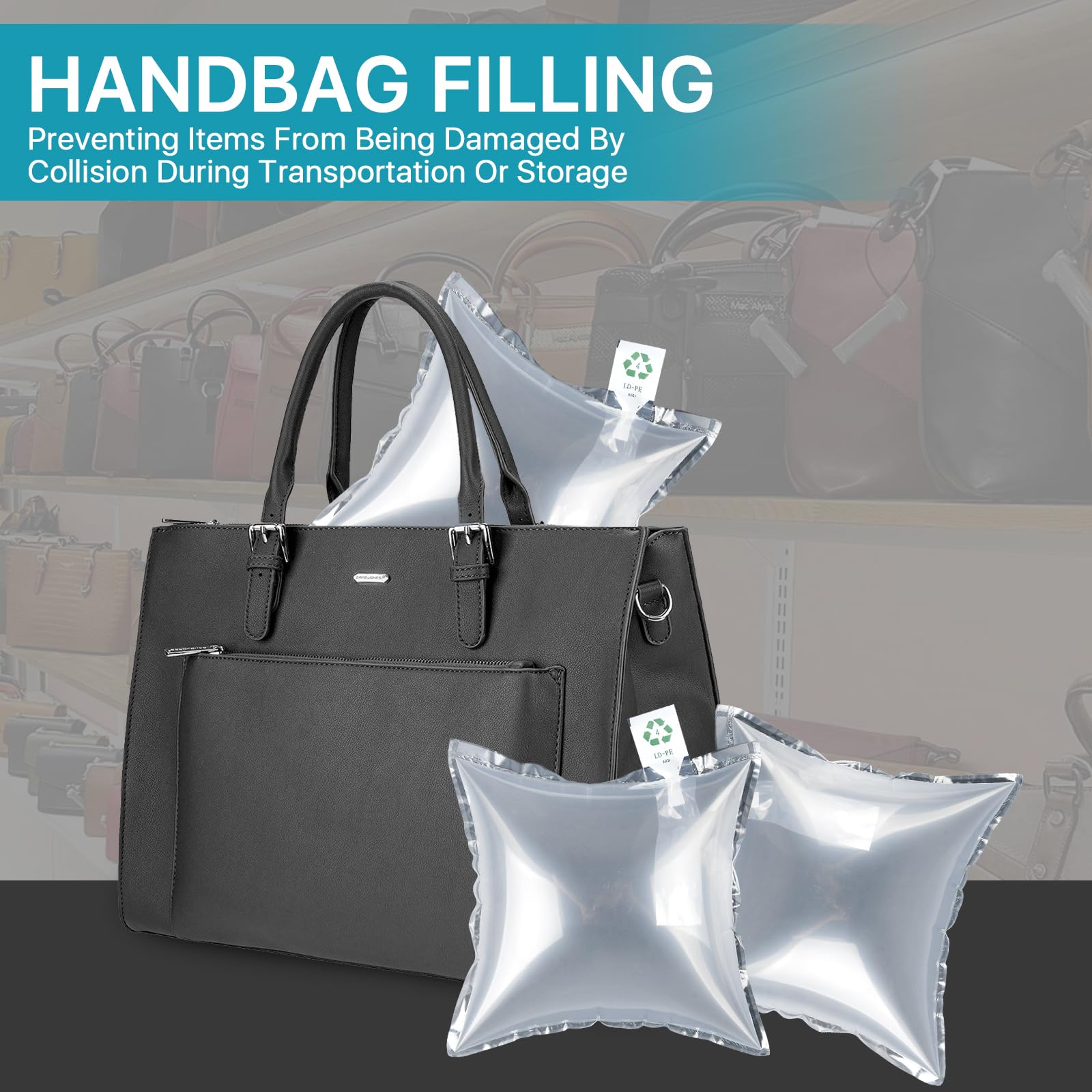 200 Pcs Clear Plastic Air Cushion Bags for Shipping & Moving - 7.9×7.9 In Inflatable Packing Air Pillows with Free Pump - Protective Packaging for Fragile Items, Electronics & Furniture