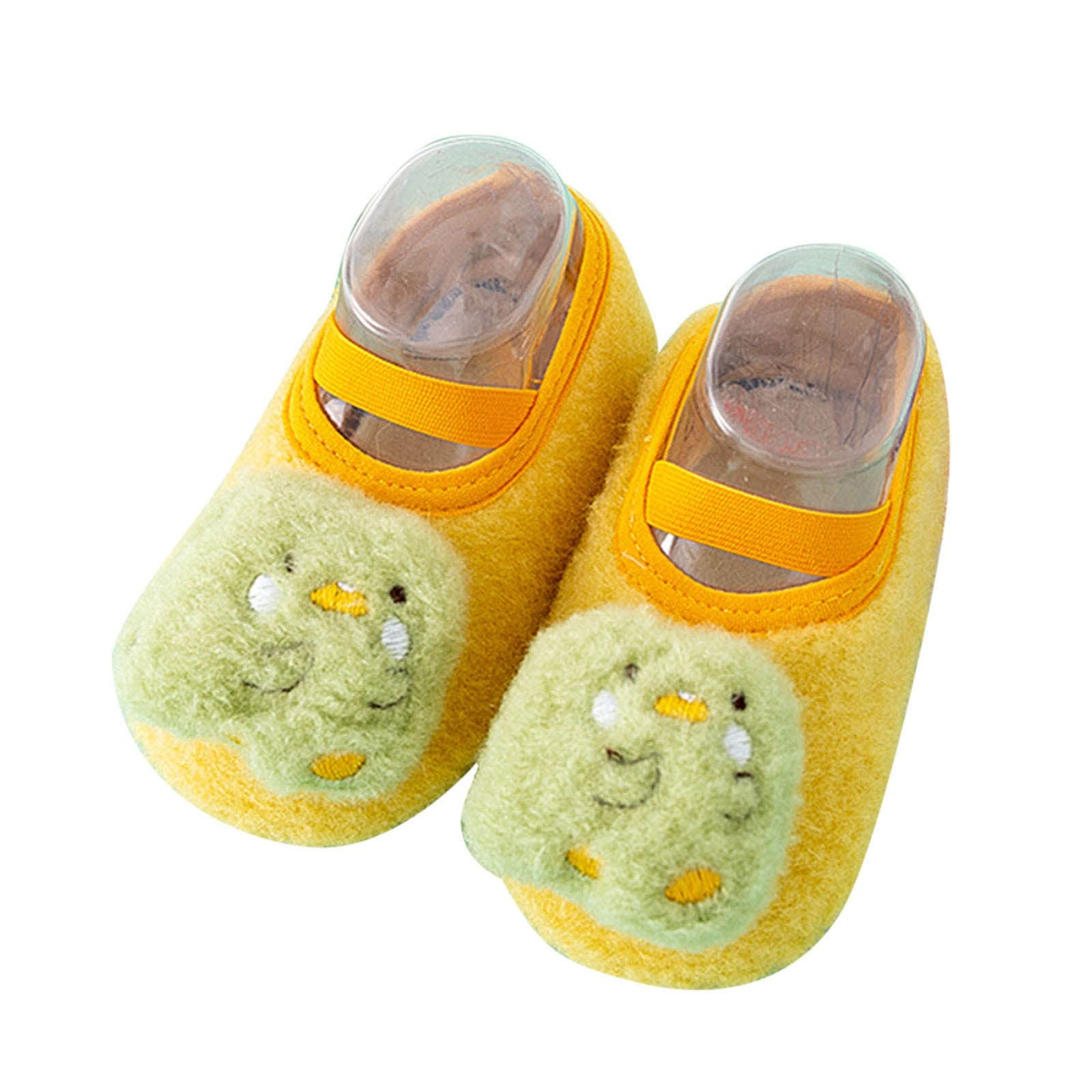 Lykmera Winter Soft Sole Infant Toddler Shoes - Non-Slip Indoor Animal Socks for Boys & Girls (Yellow, Size 5.5) - Perfect for Playtime, Home & Daycare