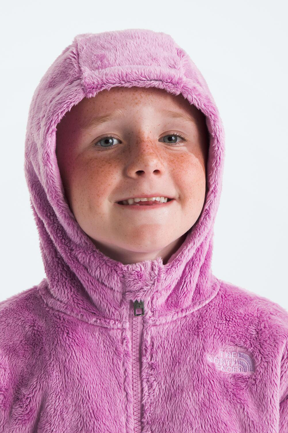 The North Face Osito Full Zip Hoodie for Girls - Lightweight Fleece Jacket with Hood, Dragonfruit Pink - Perfect for School, Outdoor Play & Winter Layering