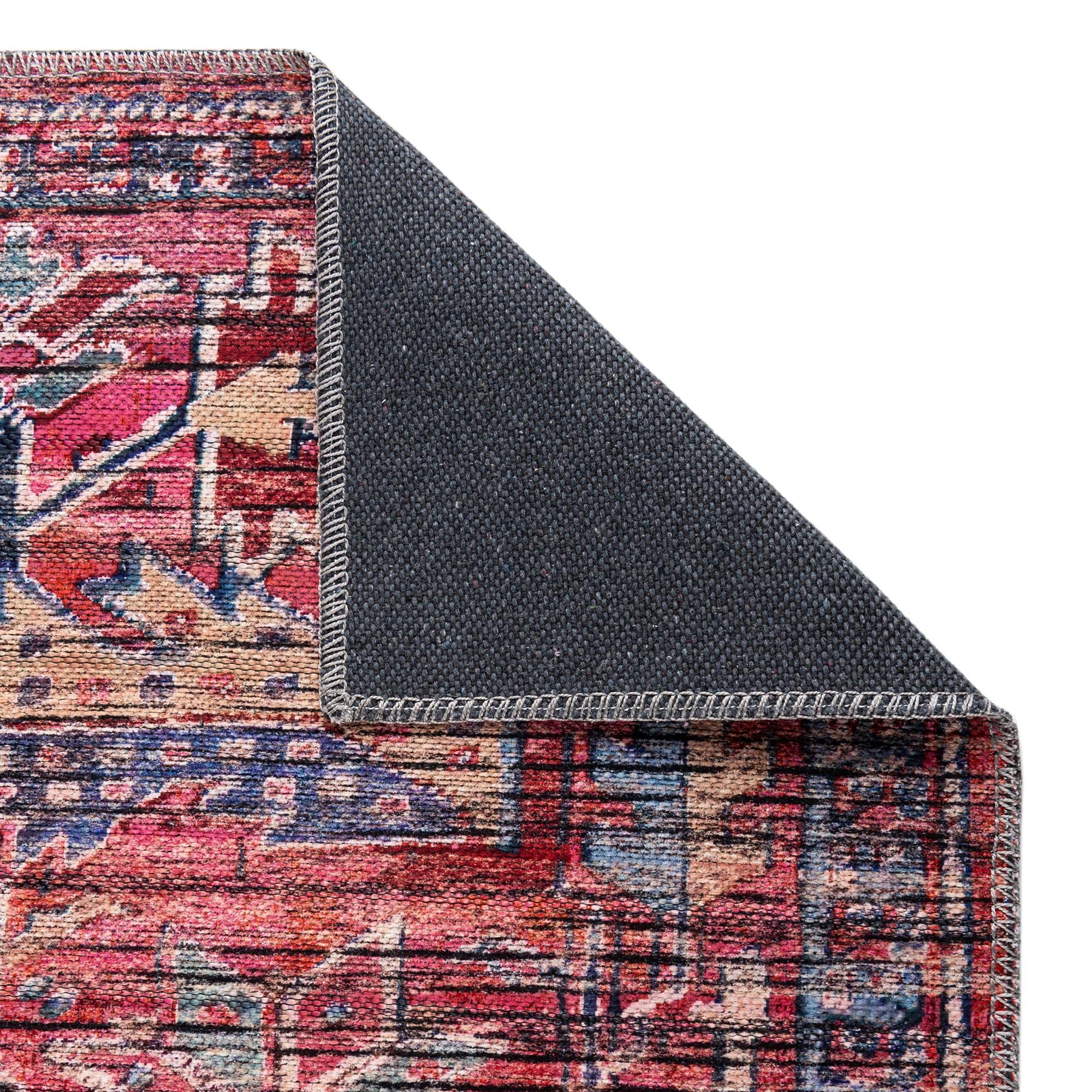 Washable Maahru Collection Rug 9' x 12' Rust Red Low-Pile – Durable & Stylish Area Rug for Living Room, Dining Room & Open Floor Plans – Perfect for High-Traffic Areas & Pet-Friendly Homes