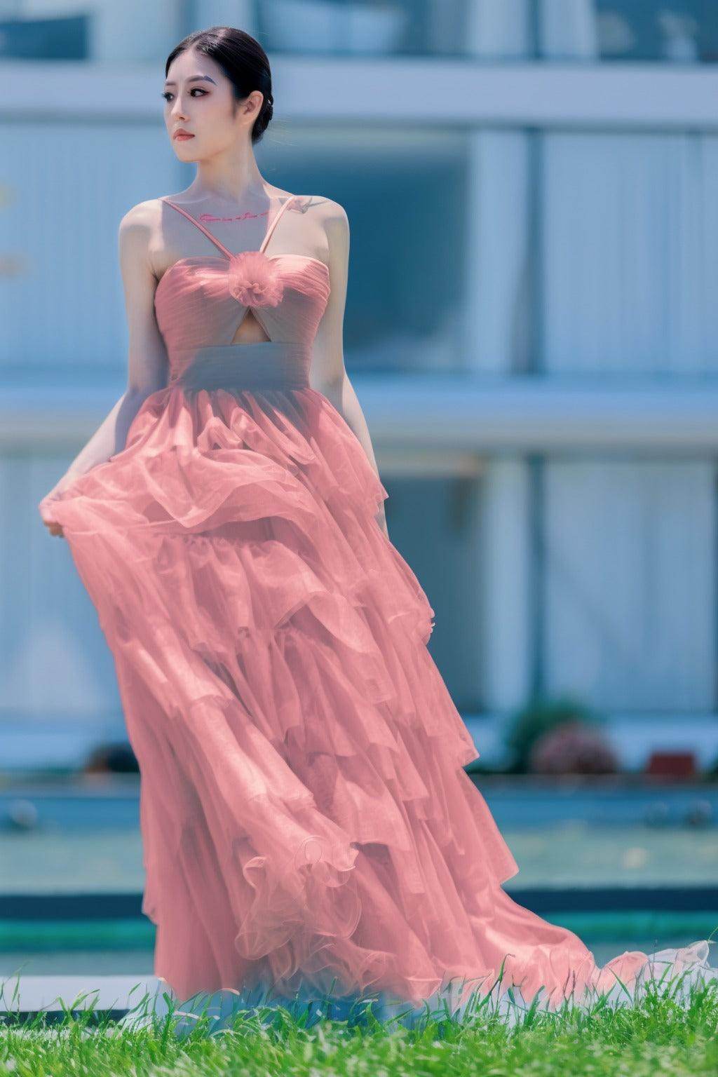 Elegant Princess Sweep Brush Train Tulle Prom Dress CS0493 - Perfect for Homecoming, Ball Gowns & Formal Events