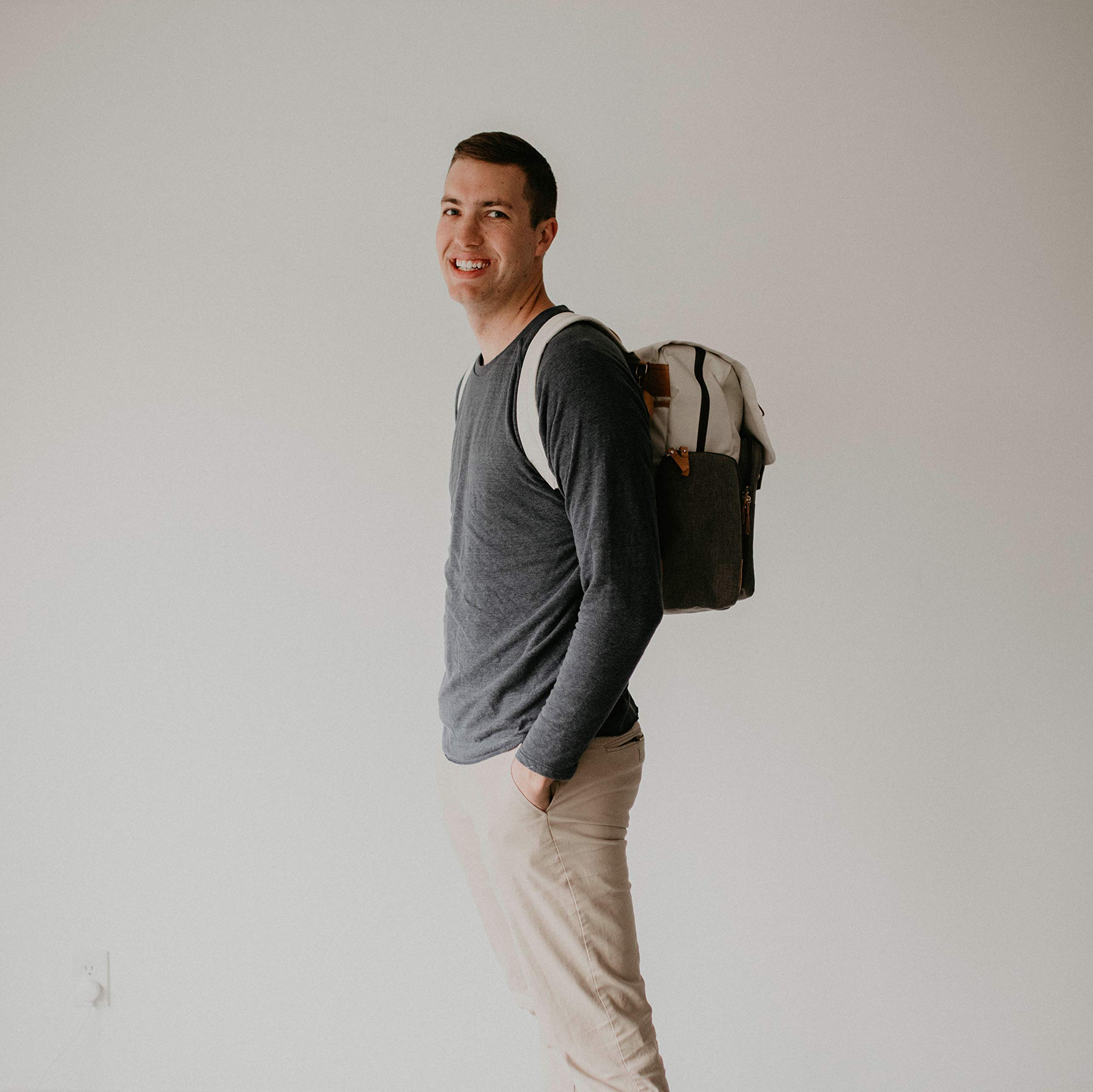 Parker Baby Diaper Backpack - Large Insulated Diaper Bag with Stroller Straps & Changing Pad - Waterproof Baby Essentials Organizer for Travel, Daycare & Outings - Cream Birch Bag