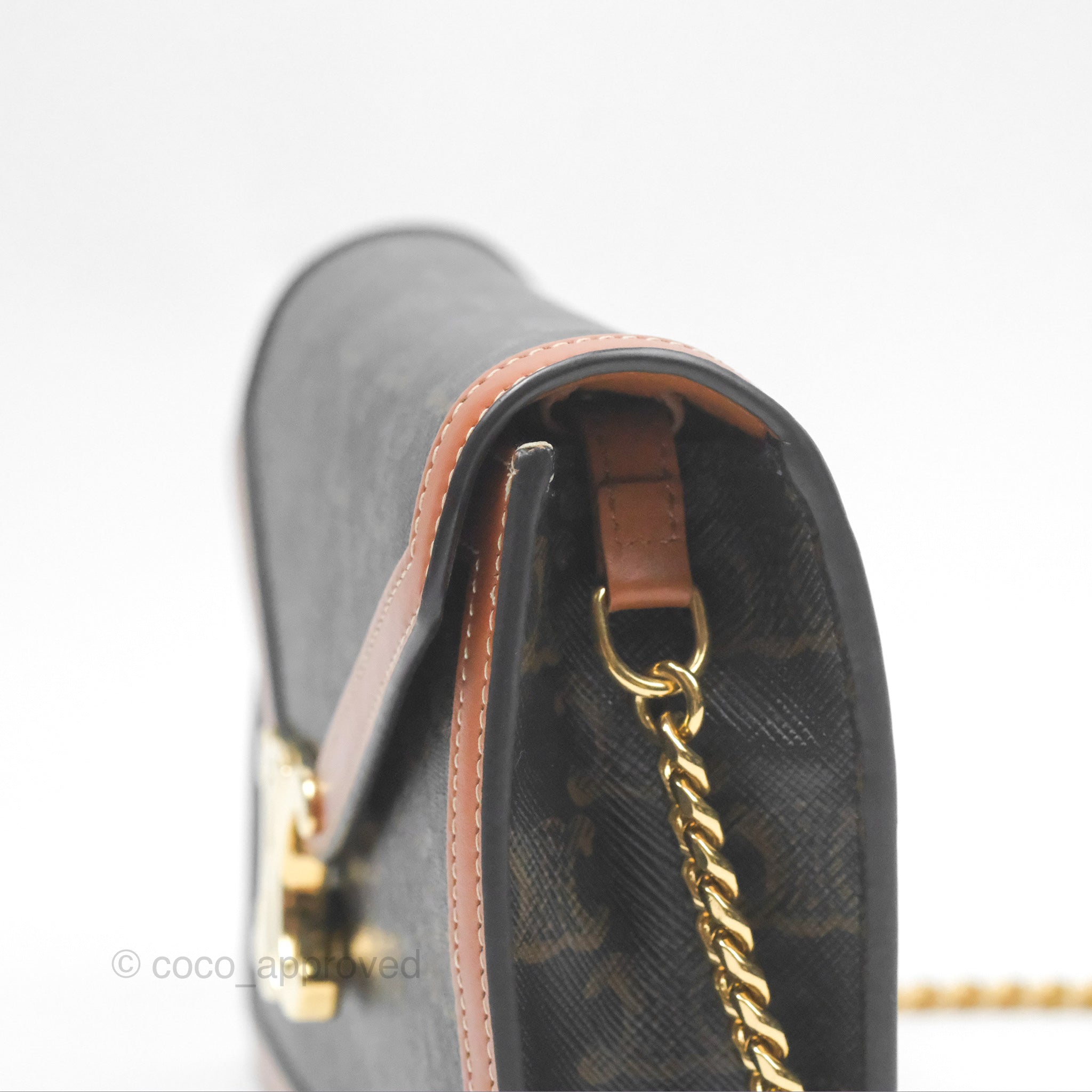 Celine Triomphe Wallet On Chain - Canvas & Tan Calfskin Crossbody Bag for Women | Perfect for Everyday Use, Date Night & Travel Accessories