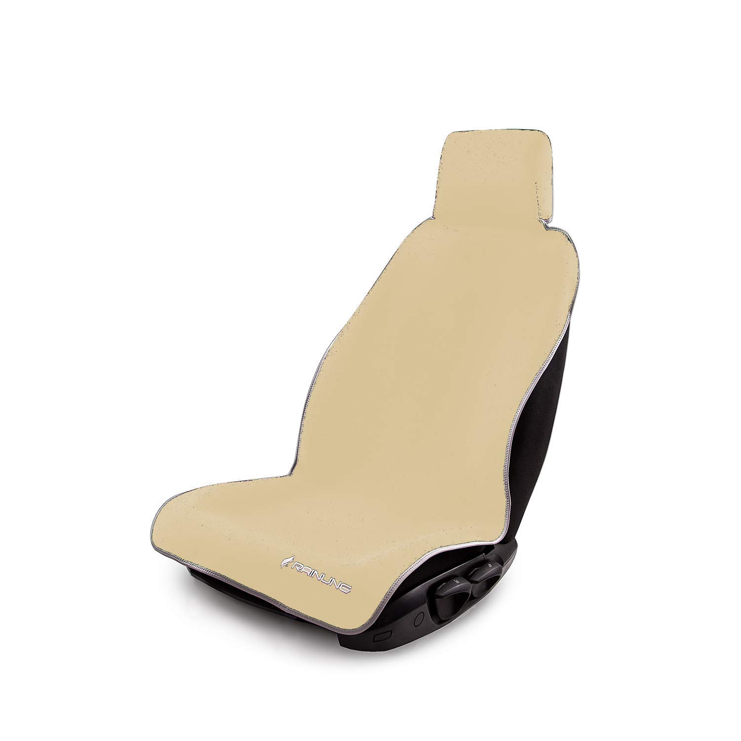 Premium Neoprene Car Seat Protector - Non-Slip Backing for Leather Seats - Universal Fit for Cars, Trucks & SUVs - Beige - Protect & Enhance Your Vehicle Interior (Ideal for Family Road Trips & Daily Commuting)