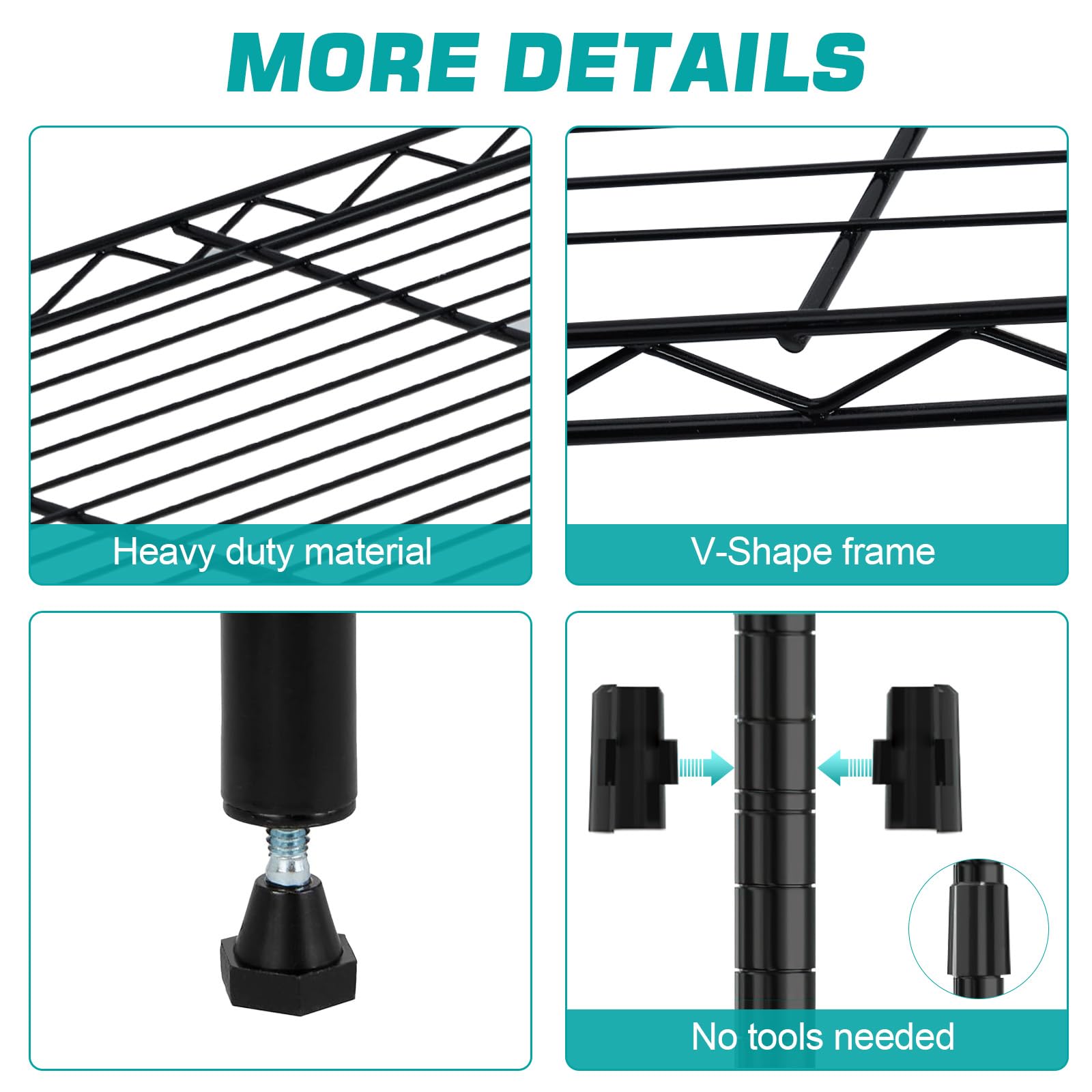 GARVEE 4-Tier Adjustable Heavy Duty Metal Storage Shelving - Cold Rolled Round Tube Steel, Durable Space-Saving Shelves for Garage, Kitchen, Office & Warehouse Organization