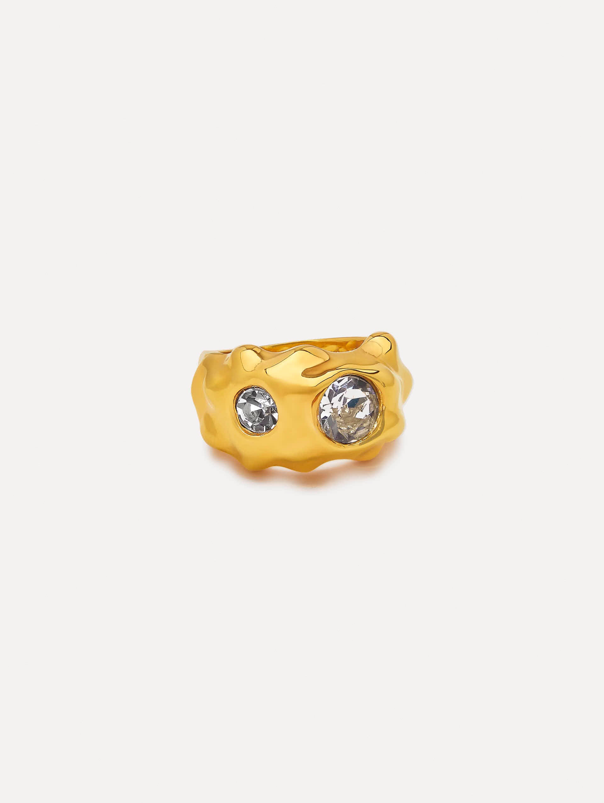 Textured Metal Crystal Ring for Women - Elegant Stackable Jewelry for Daily Wear & Special Occasions