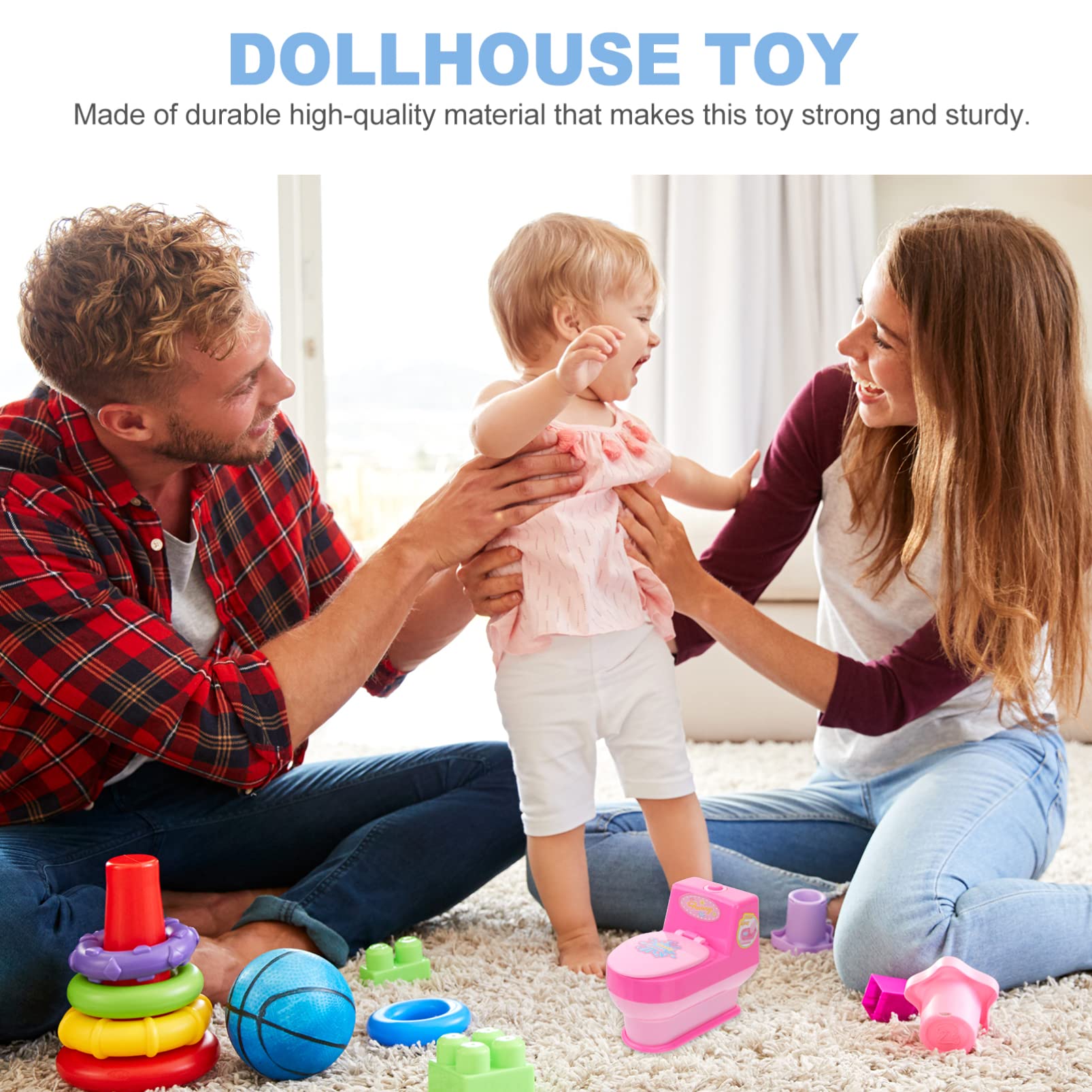 STOBOK Mini Toilet Toy - Electric Commode Pretend Play Toy for Kids, Miniature Simulation Bathroom Toy (11.5x7.2x10cm, Battery Not Included) - Perfect for Role Play, Dollhouse Accessories & Bathroom-Themed Pretend Games