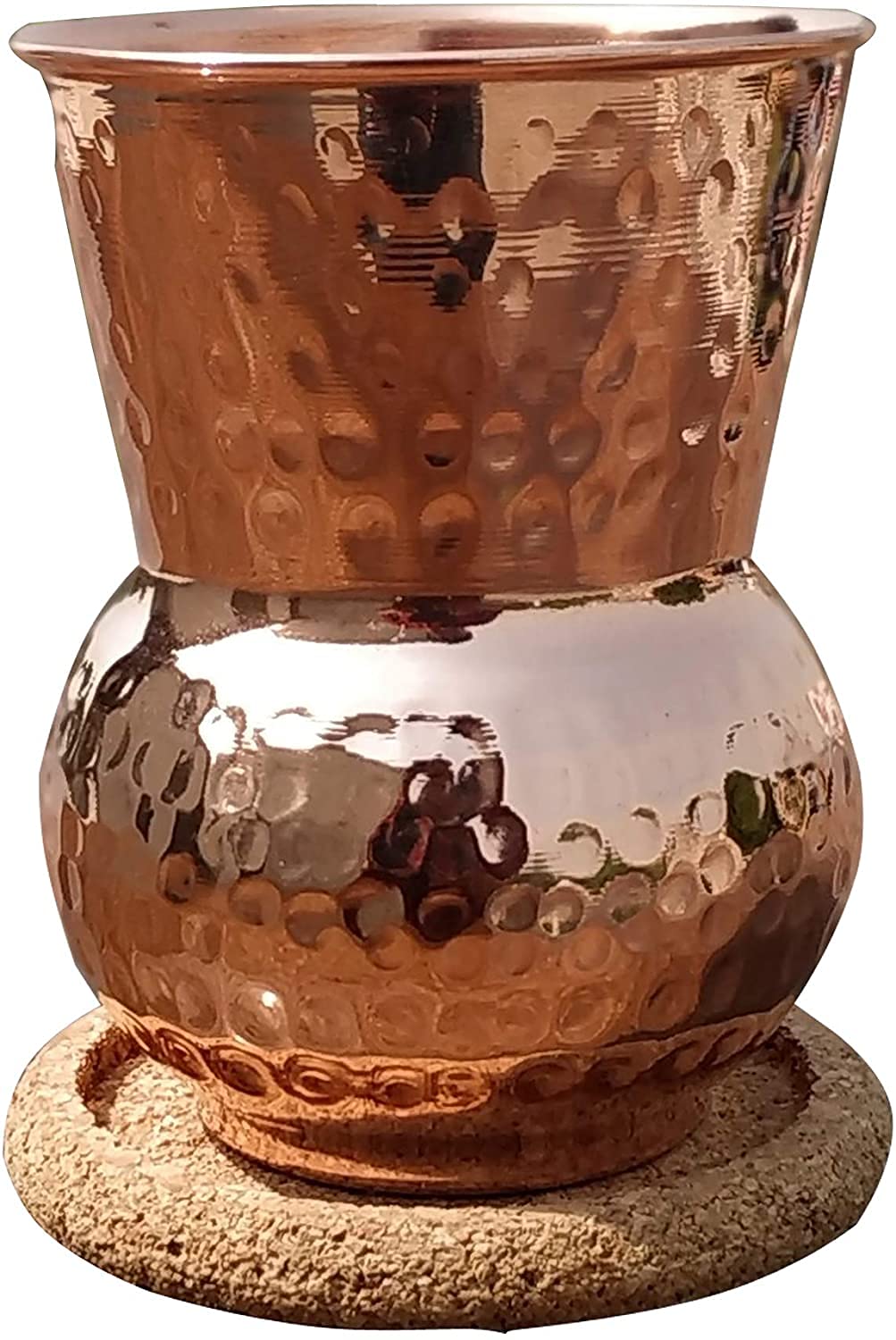Hammered Copper Tumbler with Cork Coaster - 16oz Insulated Travel Mug for Hot & Cold Drinks - Perfect for Coffee, Tea, Cocktails, Camping and Outdoor Adventures