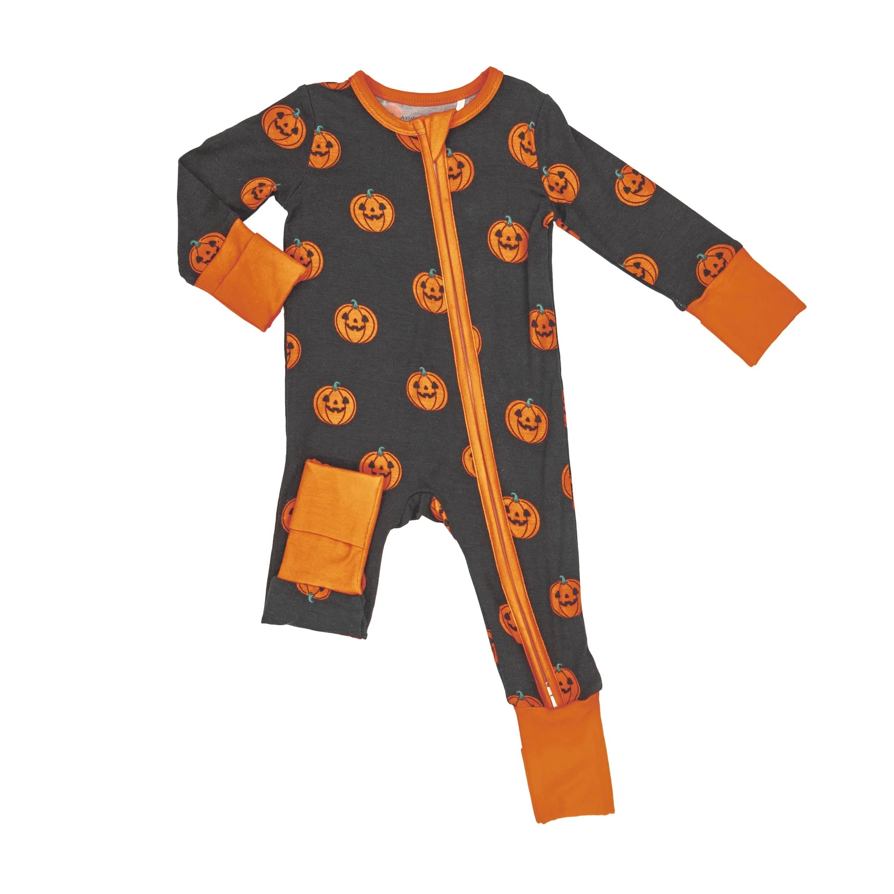 Halloween Zippered Romper Jack O Lantern Costume - Cute Baby Outfit for Pumpkin Themed Parties & Trick or Treating