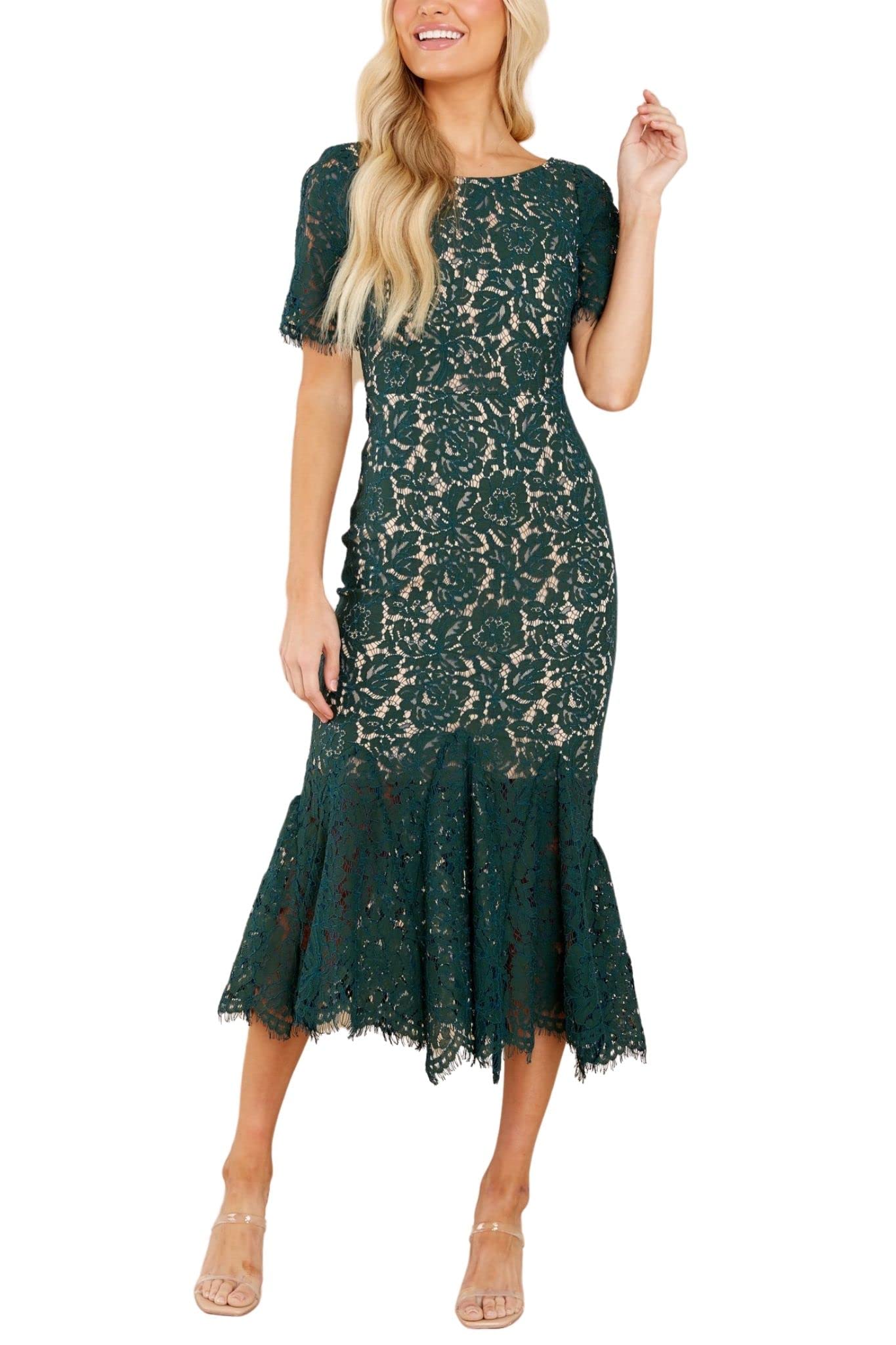 MAXVIGOR Women's Sexy Backless Bodycon Midi Dress - Elegant Mermaid Lace Cocktail Dress for Weddings, Parties & Special Occasions | Plus Size Formal Evening Gown for Date Night & Night Out