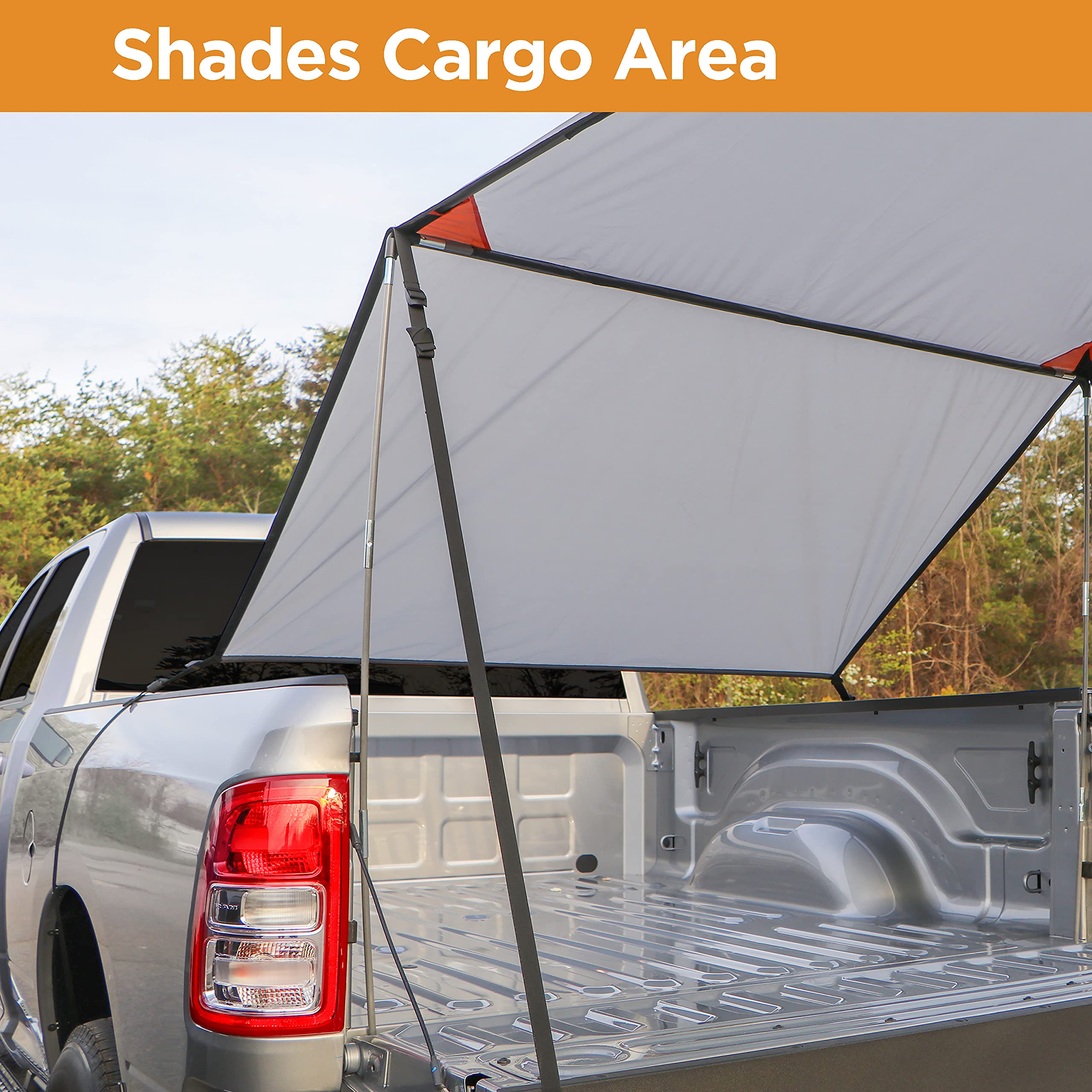 Rightline Gear Universal-Fit Truck Tailgate Canopy Tent - 9.5' x 6' x 8.5' Portable Blue Shelter for Camping, Tailgating & Outdoor Adventures
