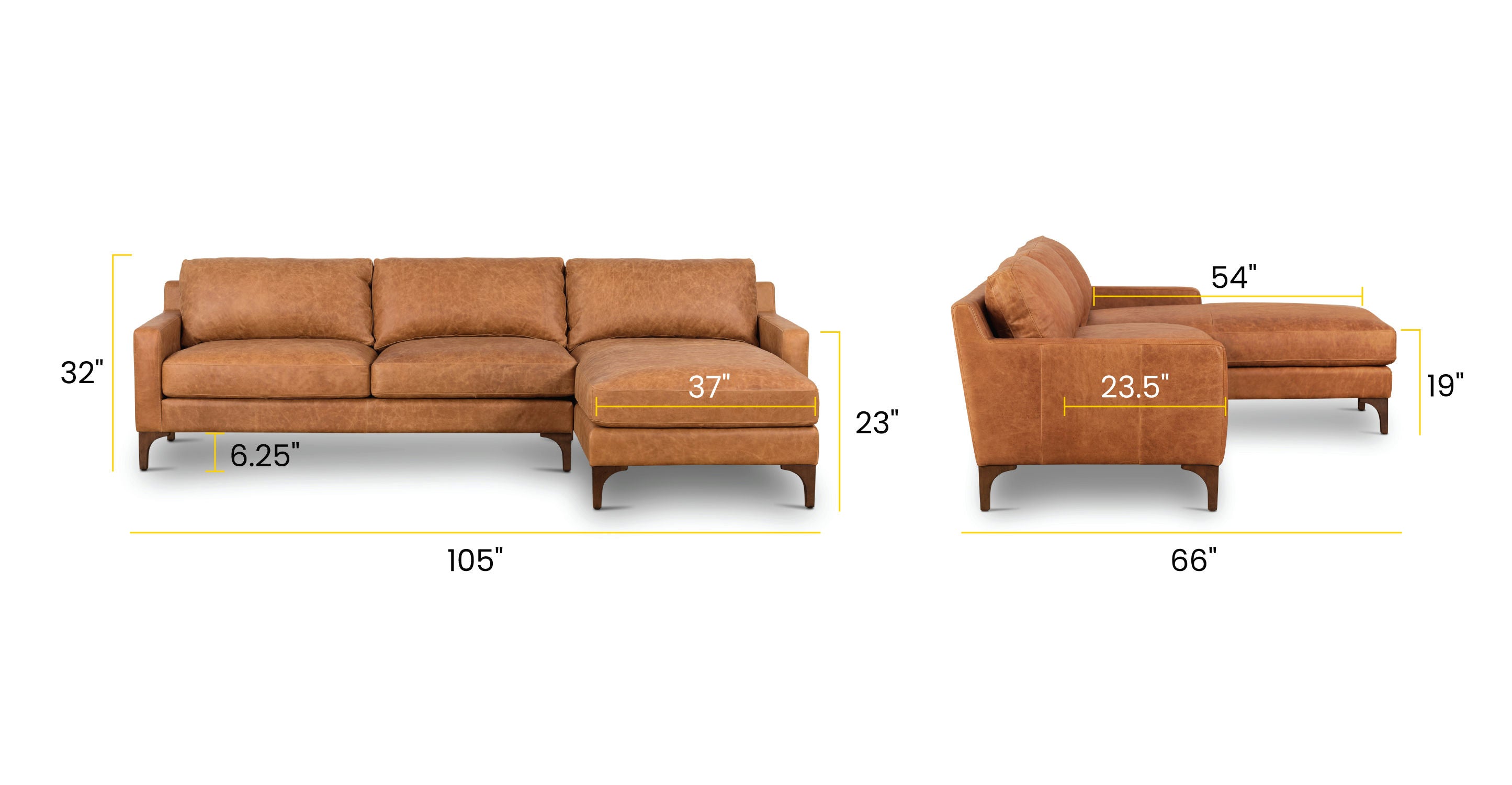 Sorrento Right Facing Sectional Sofa - Modern L-Shaped Couch with Reversible Chaise for Living Room, Family Room & Home Theater