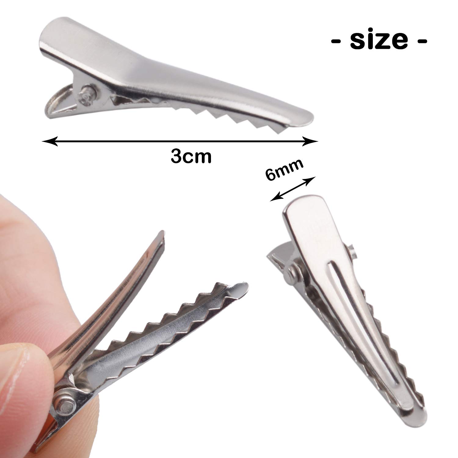 30MM Small Alligator Hair Clips - 100pcs Silver Metal Hair Pins with Teeth for Women & Girls | Hair Styling, DIY Crafts, Braids & Updos | Perfect for Salons, Weddings & Daily Hair Care