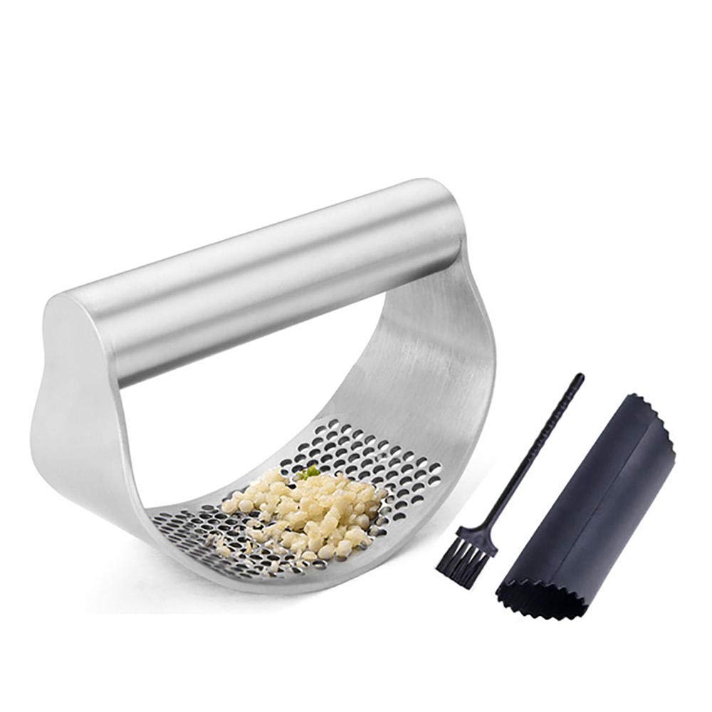 Premium Stainless Steel Garlic Press - Heavy Duty Garlic Crusher, Mincer & Masher with Ergonomic Handle - Perfect for Cooking, Baking & Meal Prep - Essential Kitchen Tool for Chefs & Home Cooks