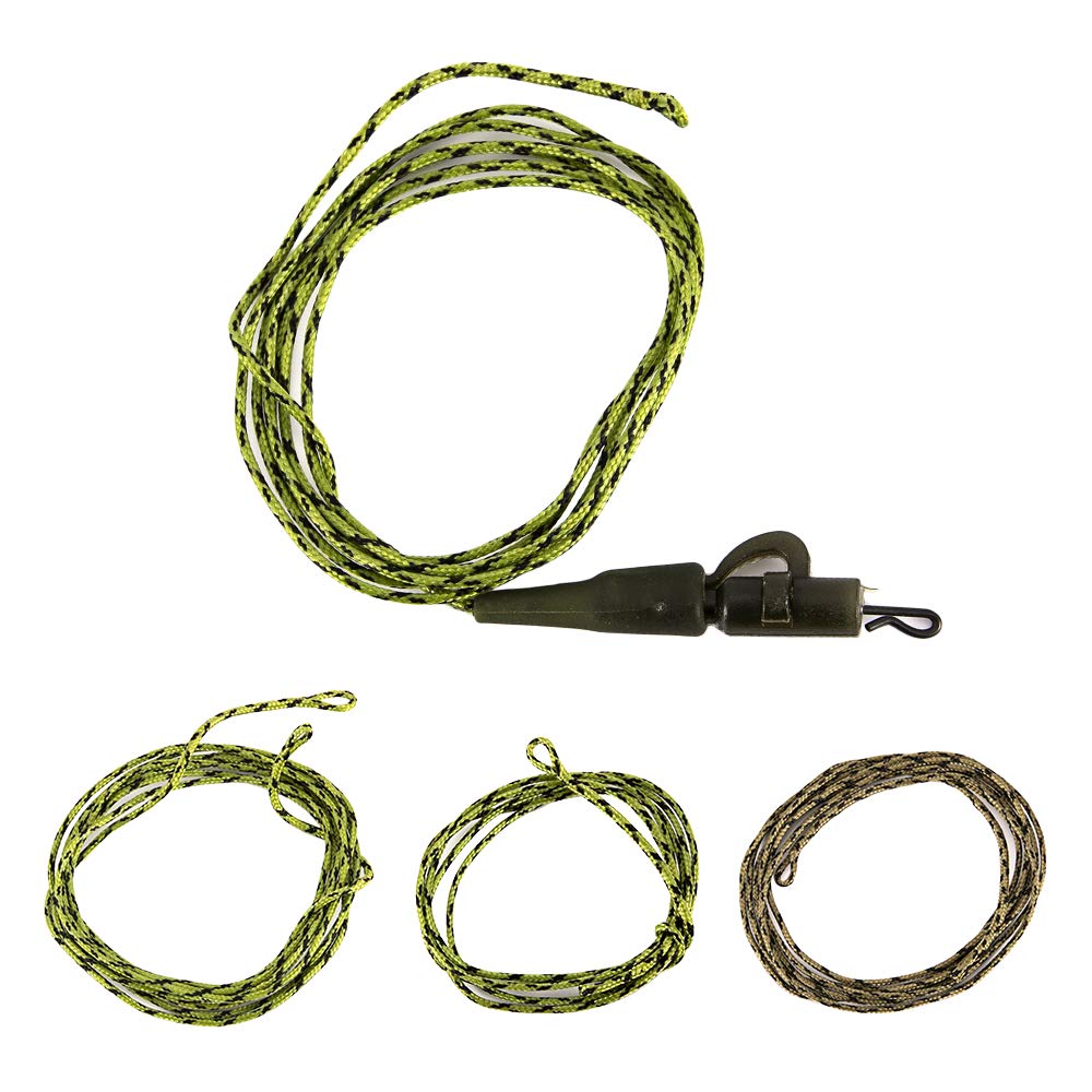 1pc/4pcs 45lb Lead Core Fishing Line with Sleeve Ring Swivel - Heavy Duty Carp Fishing Leader Tackle for Freshwater & Saltwater Angling