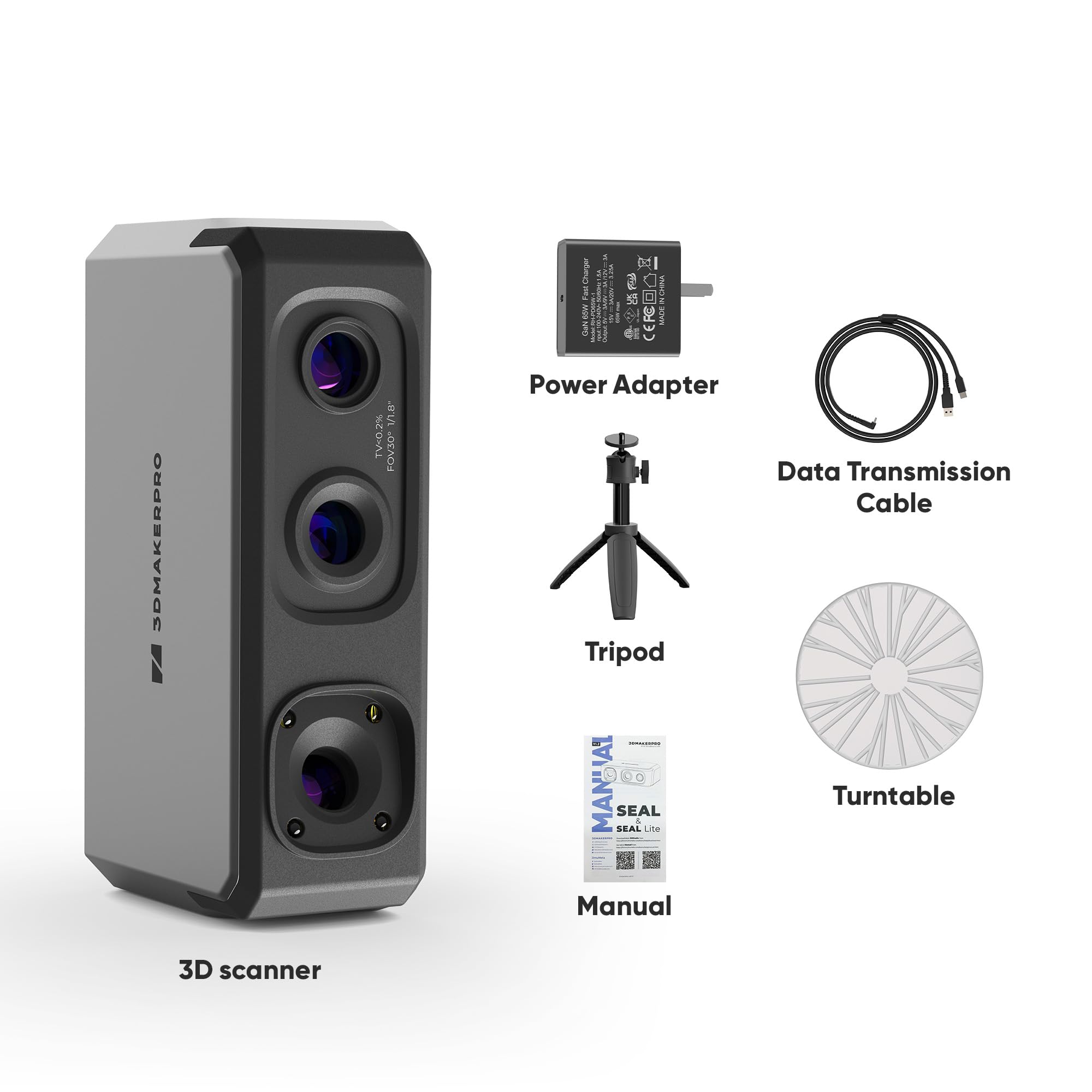 Seal 3D Scanner - High Precision Handheld 3D Scanner with 0.01mm Accuracy, 24-bit Color Camera & Anti-Shake Lenses | Compact Design, 10FPS Scanning Speed for 3D Printing, Reverse Engineering & Product Design | Perfect for Professionals & Hobbyists