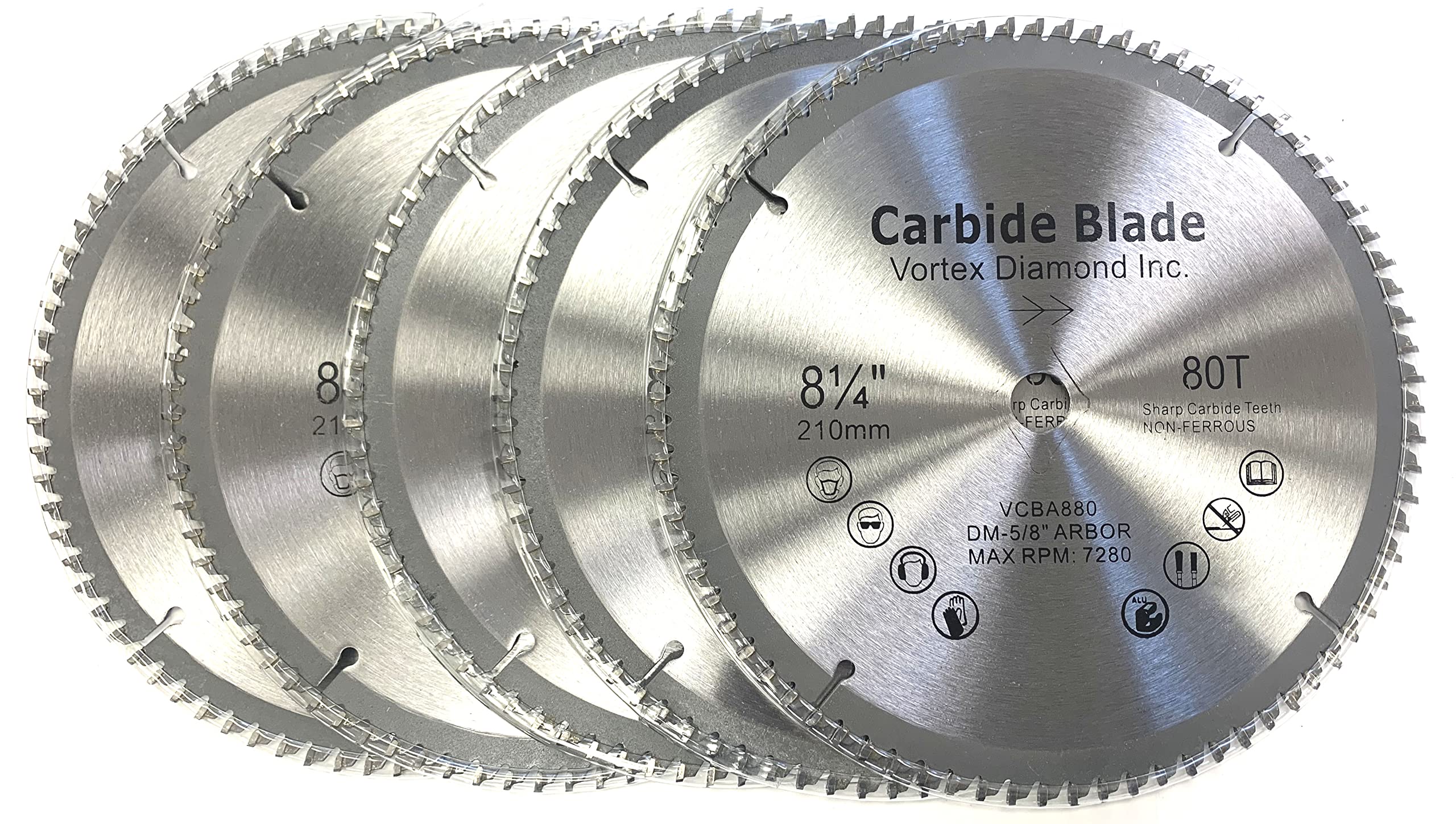 (5 Pack) VORTEX DIAMOND VWB 8-1/4 Inch 80 Teeth TCT Circular Saw Blades for Hard & Soft Wood Cutting - Premium General Purpose Saw Blades for Woodworking, Carpentry, and DIY Projects