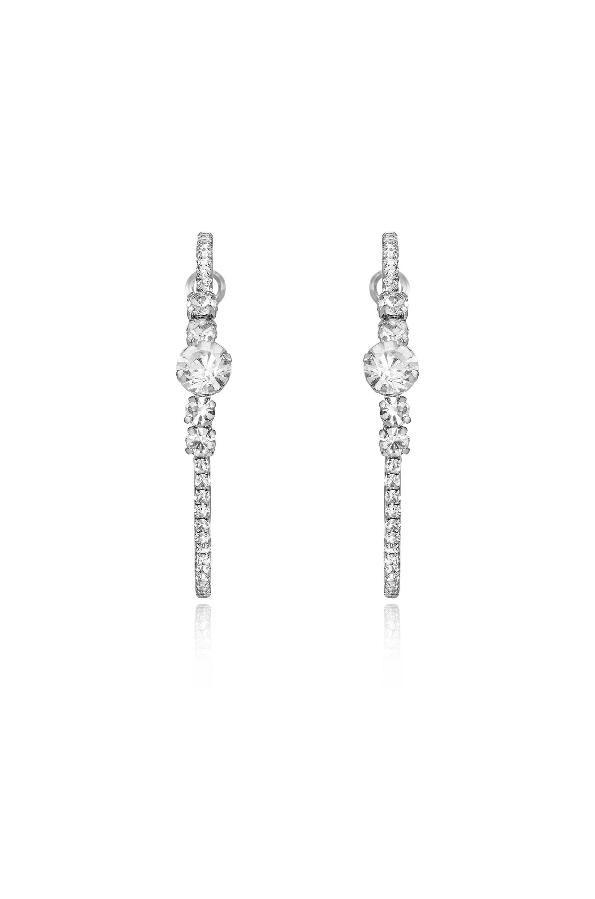 Hollywood Forever Crystal Hoop Earrings for Women - 925 Sterling Silver Hypoallergenic Dangle Earrings - Perfect for Parties, Weddings & Everyday Wear