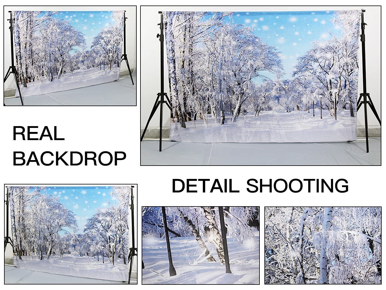 10x6.5ft Winter Photography Backdrop - Frozen Tree with White Snowflakes Background for Professional Photographers | Perfect for Christmas Photo Shoots, New Year Portraits & Seasonal Studio Sessions