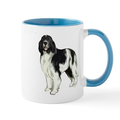 White/Blue Inside - Standing Landseer Newfoundland Mug
