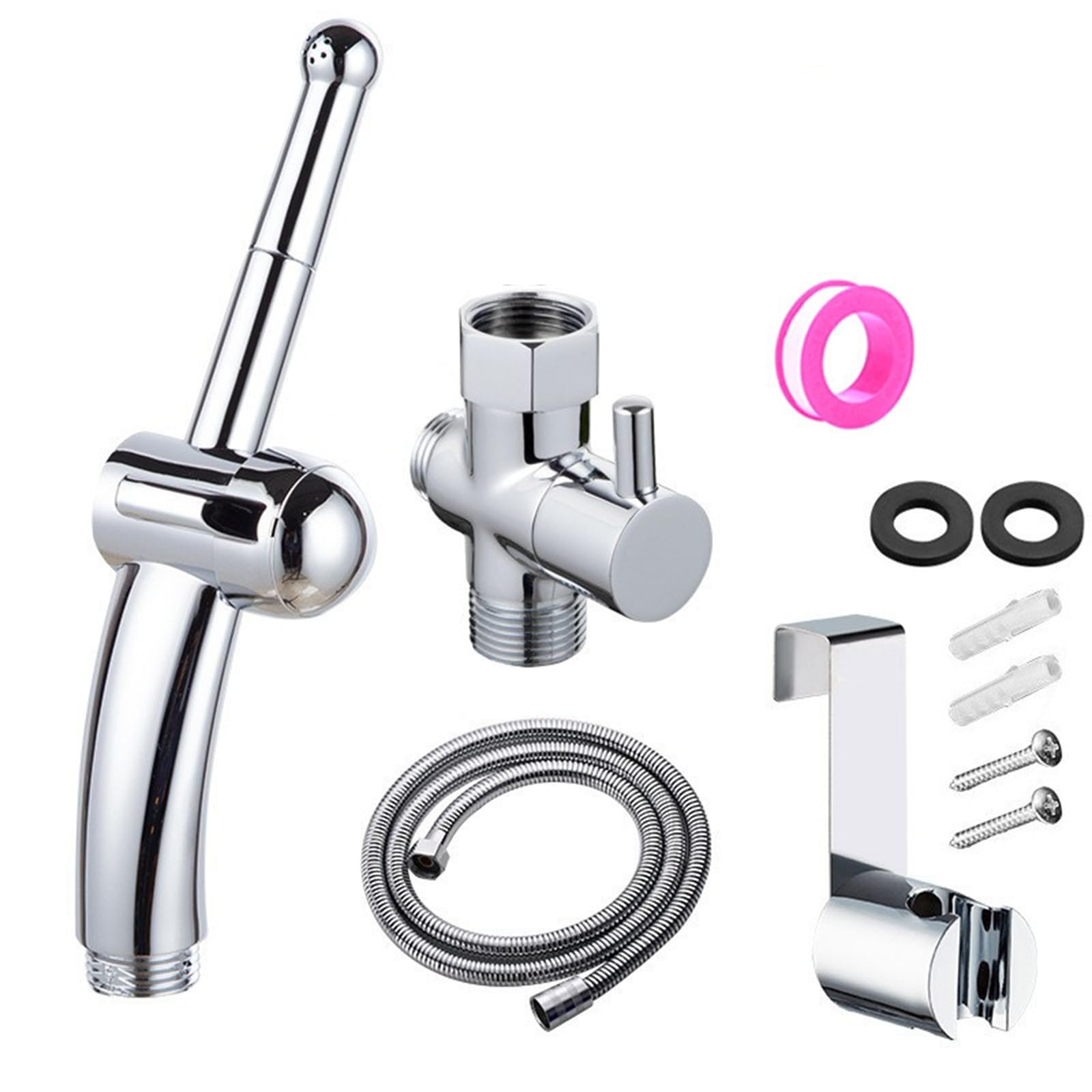 Portable Handheld Bidet Sprayer Kit with Adjustable Pressure (Jet/Soft Spray) - 7/8 Inch Brass Valve & Metal Hose for Toilet, Cloth Diaper Cleaning - Perfect for Bathroom Hygiene, Baby Care & Travel Use