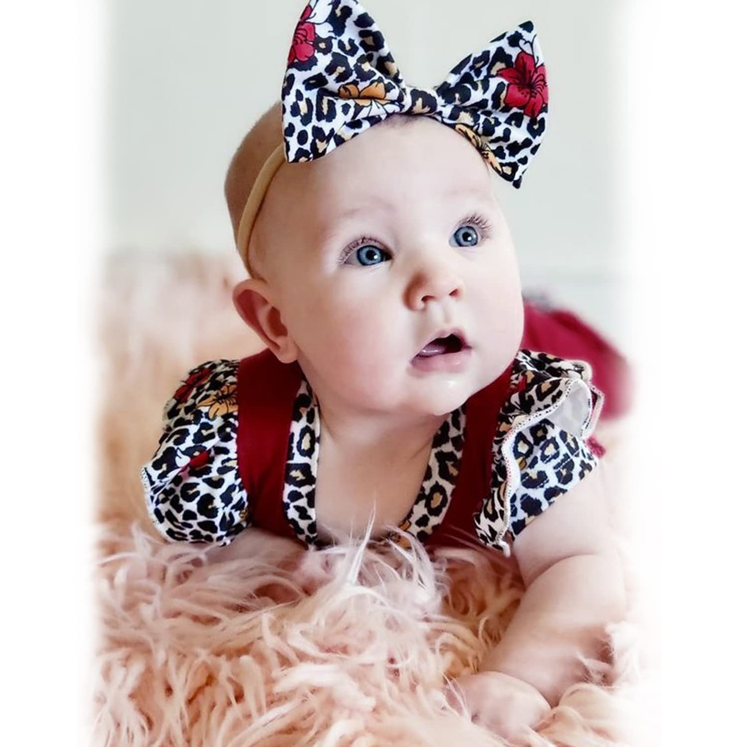 HINTINA Newborn Baby Girl Outfit Set - Letter Print Romper Jumpsuit with Gloves & Headband for Preemie (0-3 Months) | Soft Cotton Infant Clothes for Hospital, Photo Shoots & Special Occasions