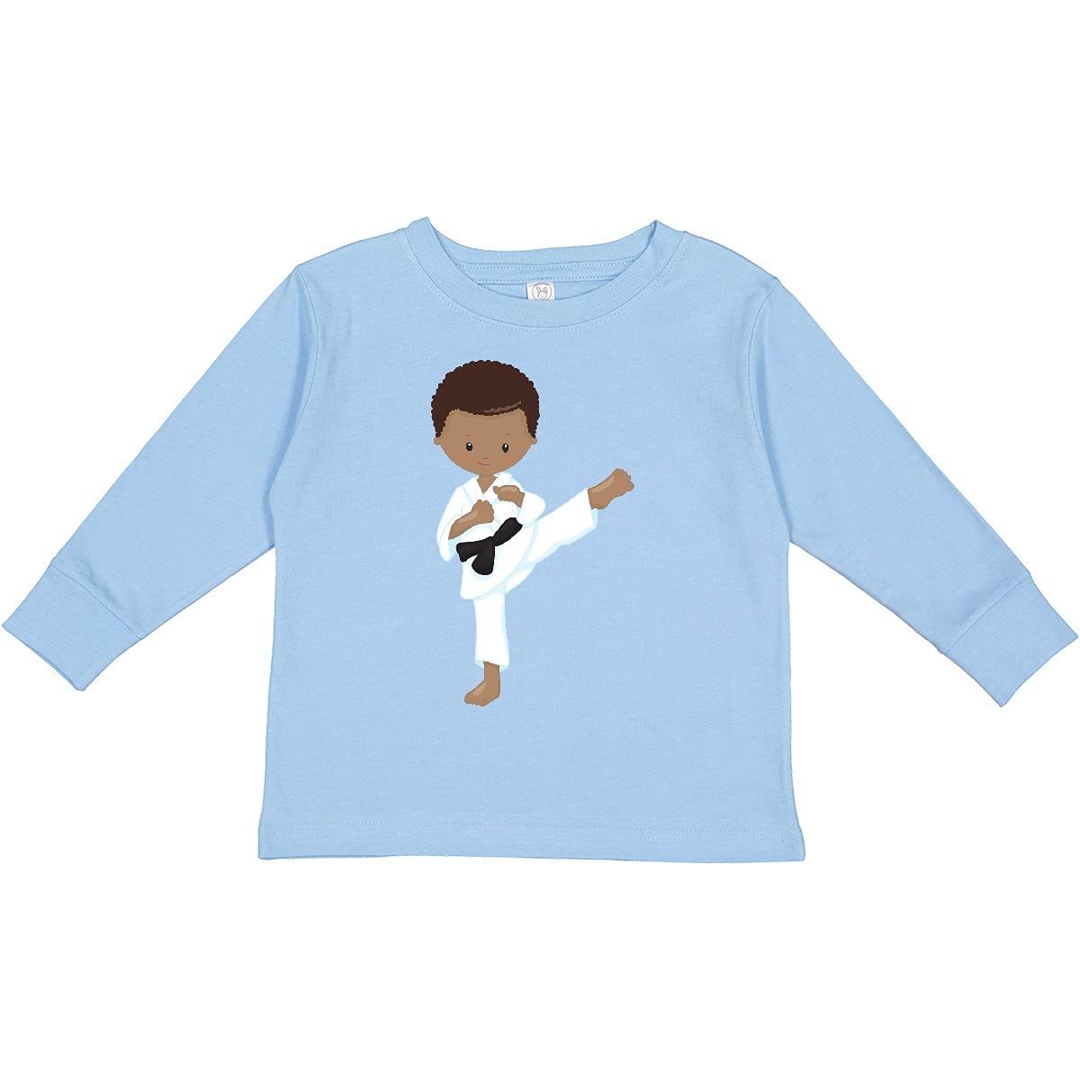 Inktastic African American Boy Karate Boy Black Toddler Long Sleeve T-Shirt - Perfect for Martial Arts Training, Playdates & Everyday Wear
