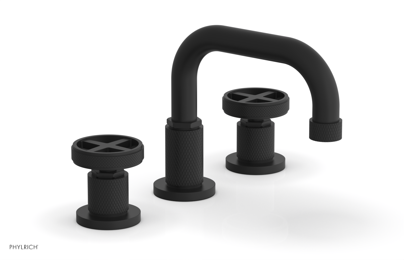 DUSTRIE Widespread Bathroom Faucet with Cross Handle - Knurled Design 371-03 for Modern Vanity Sink Installation