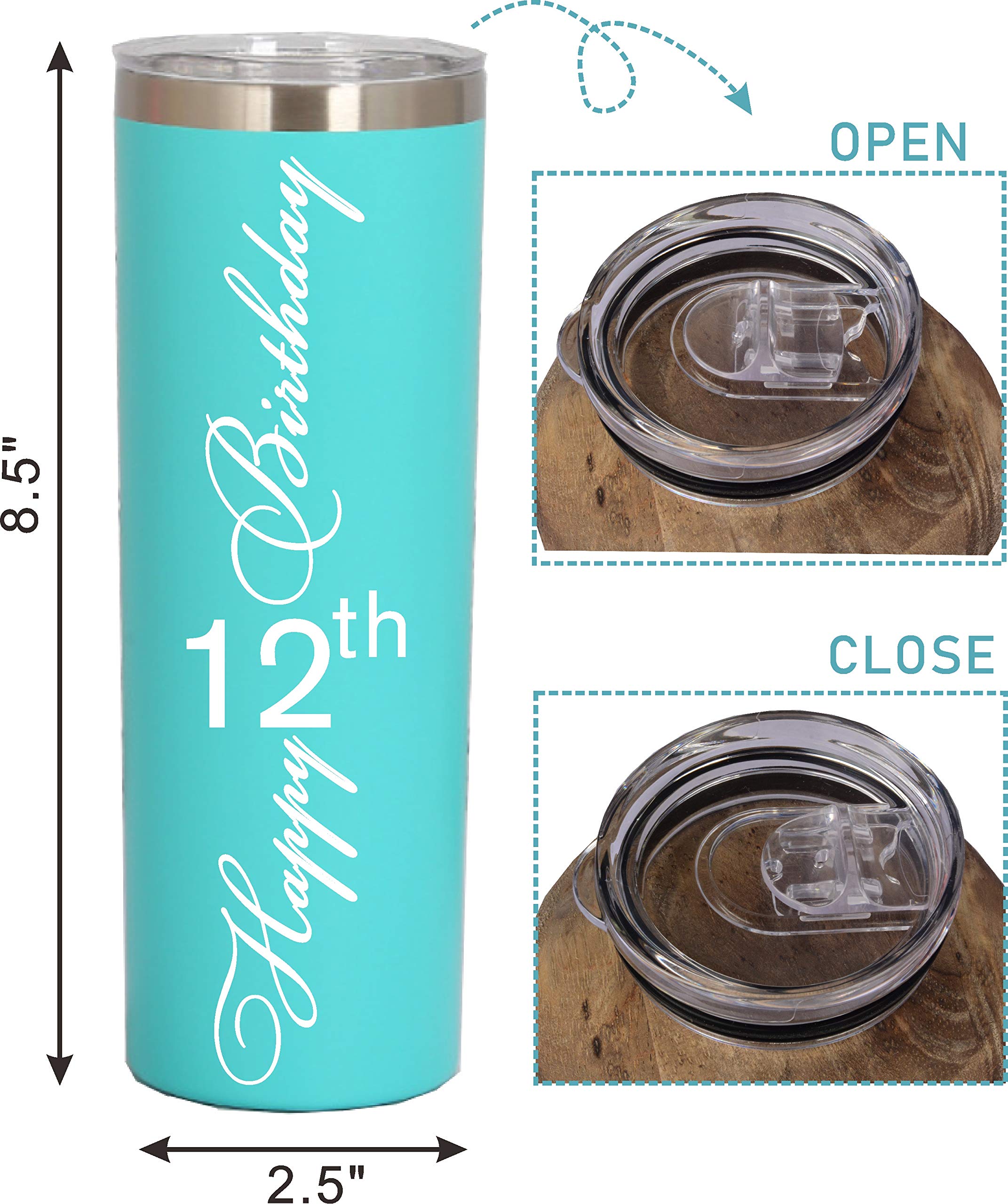 Best Birthday Gifts for 12 Year Old Girls - Insulated Tumbler Cup with Straw & Lid - Cute 12th Birthday Present for Teen Girls - Perfect for School, Sports, Parties & Everyday Use