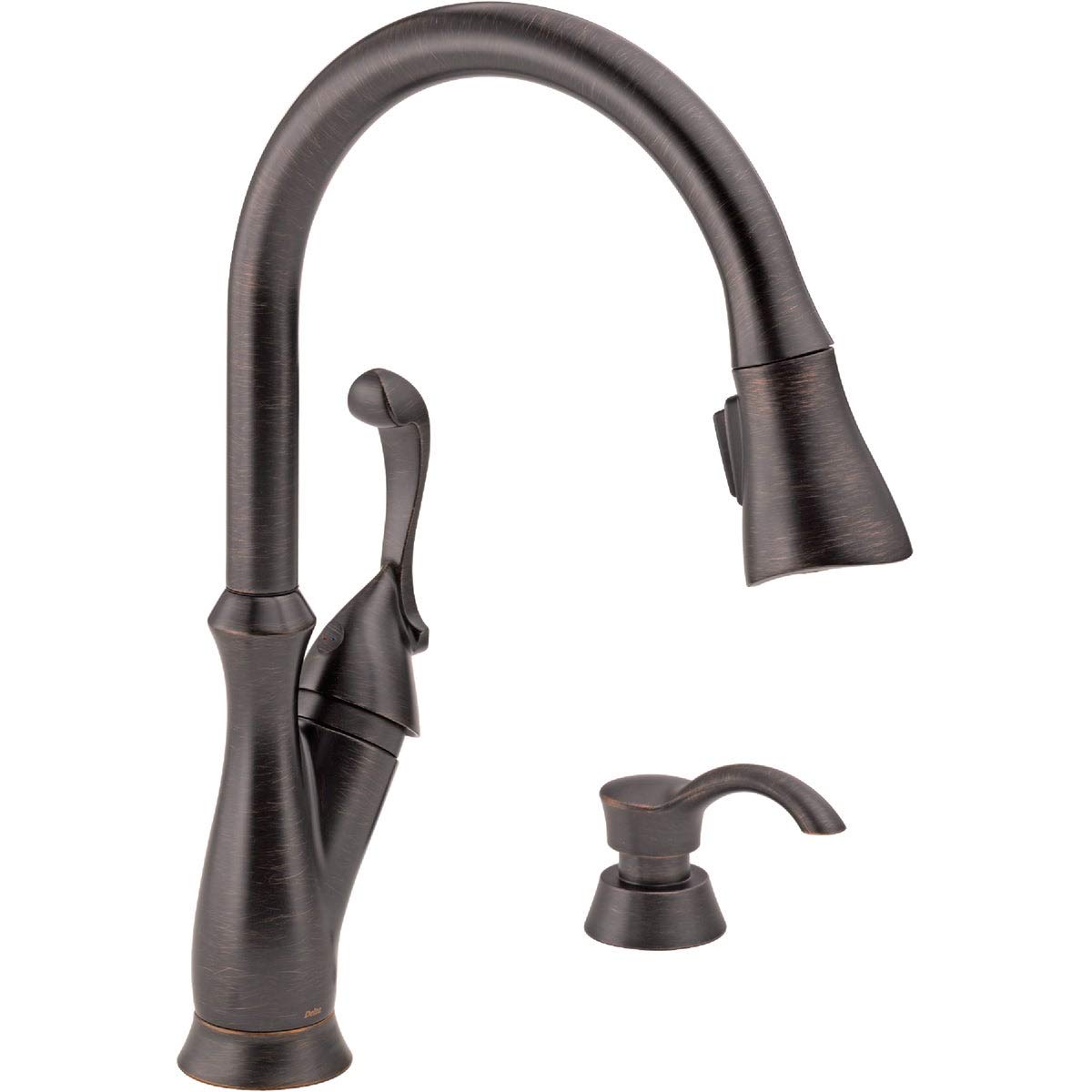 Delta Faucet Arabella Single-Handle Kitchen Sink Faucet with Pull Down Sprayer, Soap Dispenser & Magnetic Docking Spray Head in Venetian Bronze - Perfect for Modern Kitchens, Dishwashing & Food Prep (Model 19950-RBSD-DST)