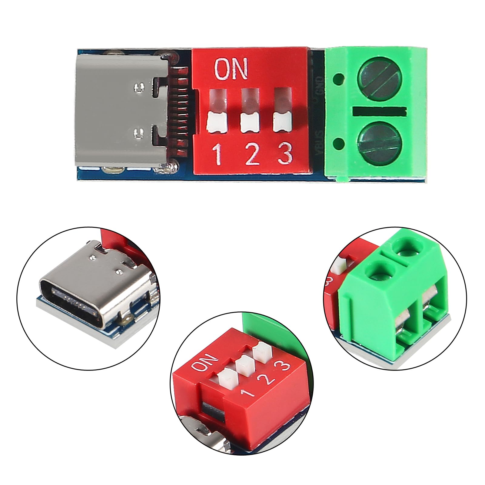 3PCS USB-C PD Trigger Board Module - Fast Charge 5V/9V/12V/20V Power Delivery Boost Converter for Laptops, Phones & Tablets | High-Speed USB Type-C Charging Solution for DIY Electronics & Power Banks