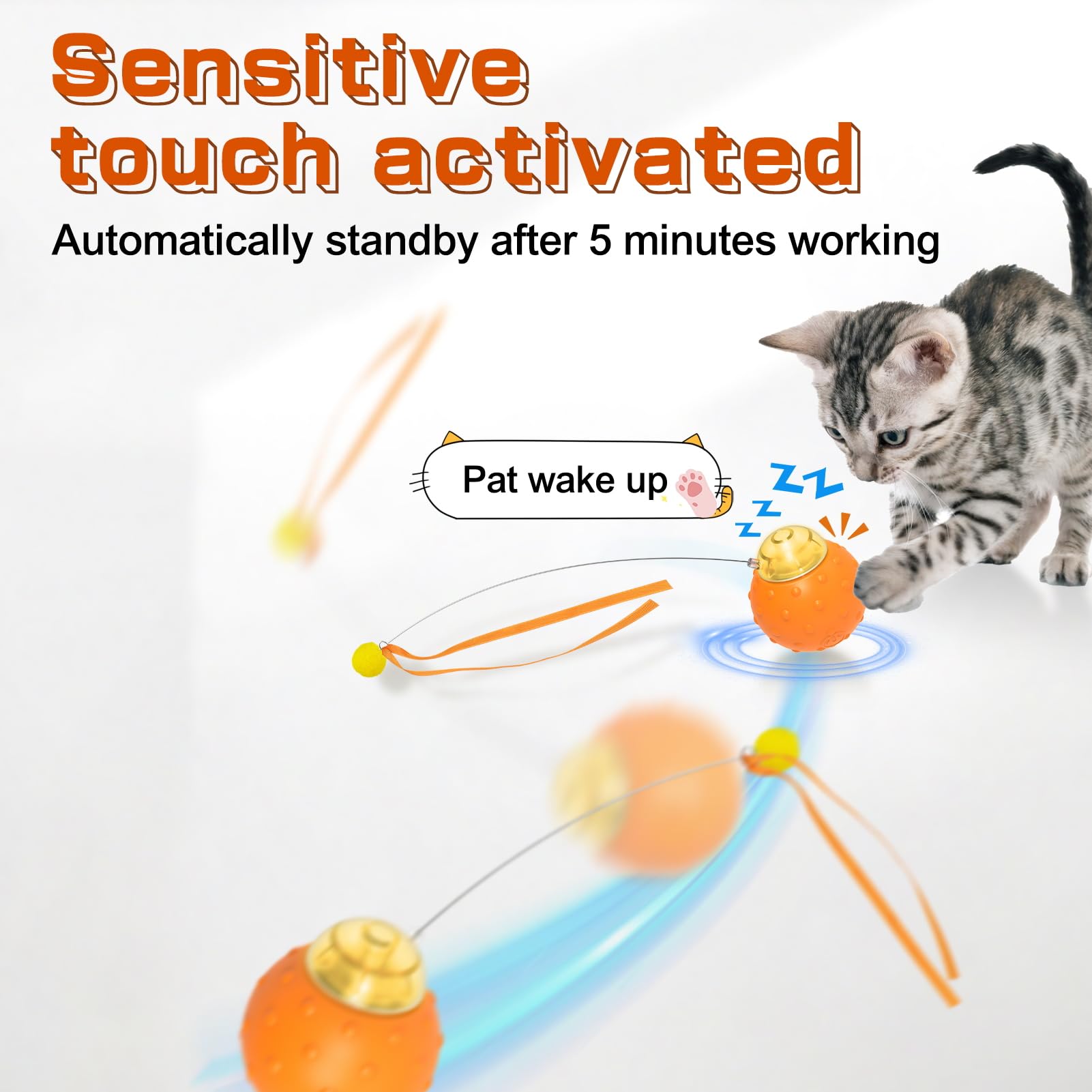 Interactive Cat Toy Ball with Chirping Bird - Touch Activated, Automatic Rolling & Rechargeable Self-Play Kitten Toy for Indoor Cats - Perfect for Playtime, Exercise & Boredom Relief