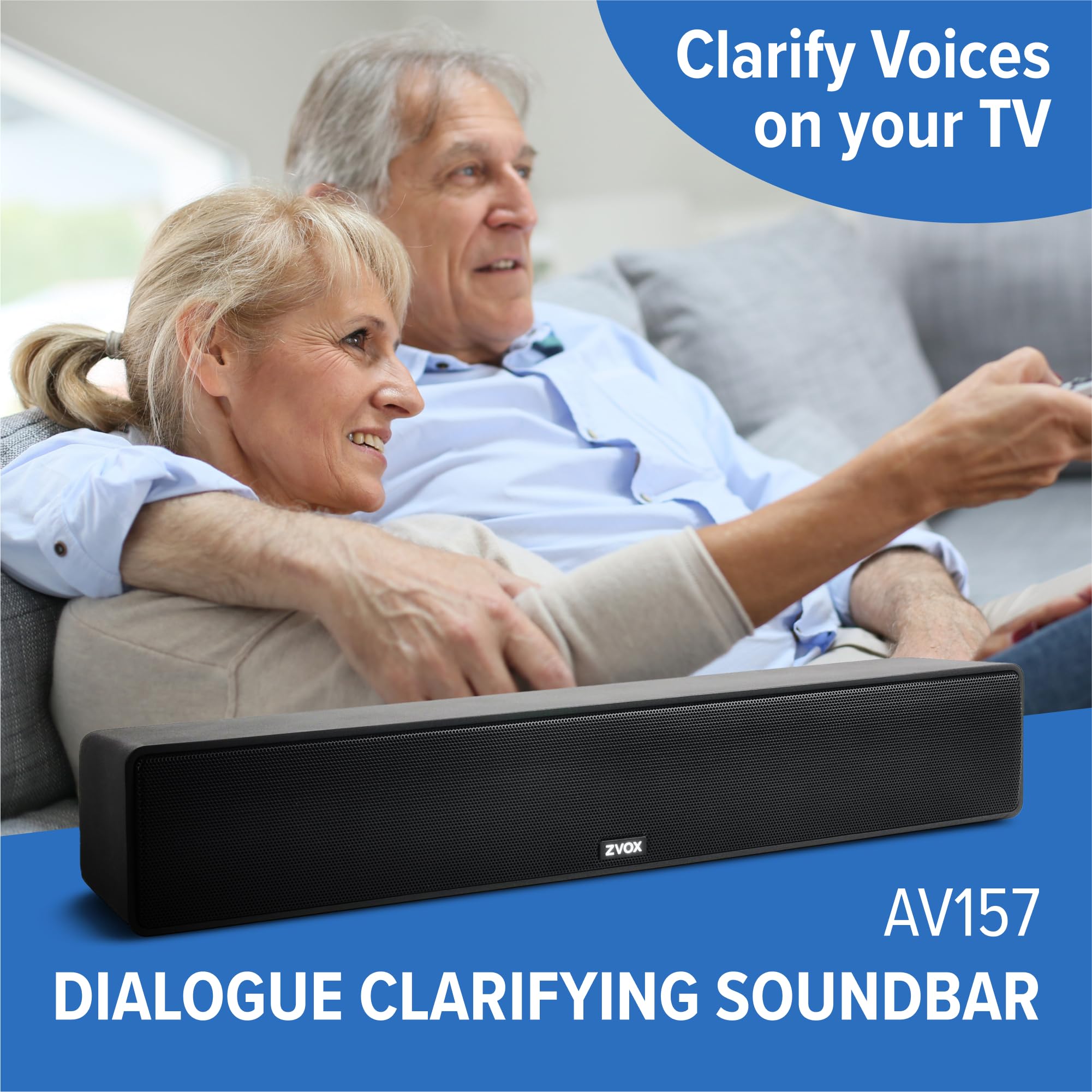 ZVOX AV157 Titanium Dialogue Clarifying Sound Bar with Patented AccuVoice Hearing Technology - 12-Level Voice Boost - Home Theater Speaker System for Clear TV Audio - Perfect for Movies, Sports & Late-Night Viewing