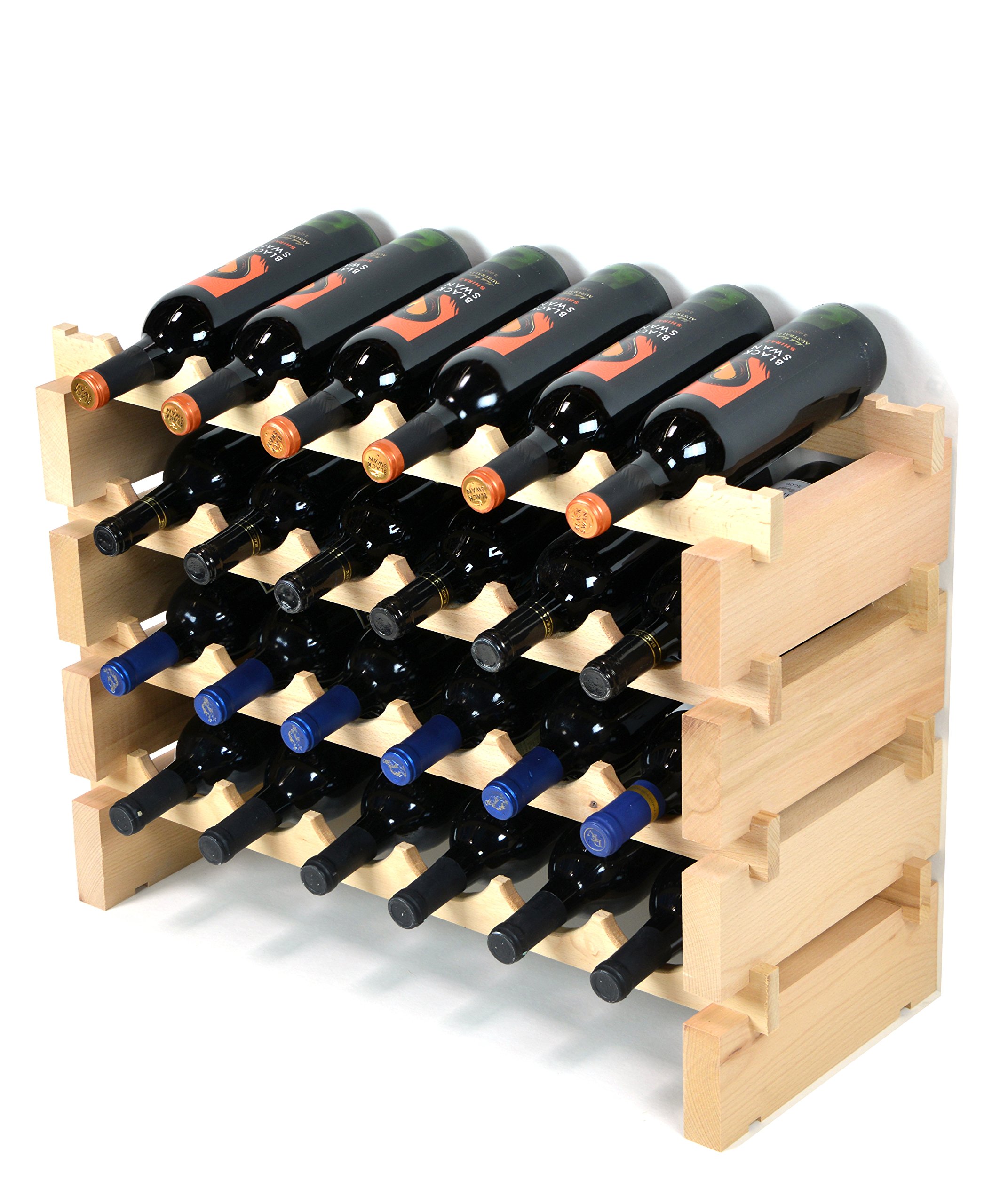 Premium Modular Hardwood Wine Rack - Holds 24 Bottles (6 Bottles x 4 Shelves) | Space-Saving Storage for Home Bar, Kitchen, Dining Room & Wine Cellar Organization