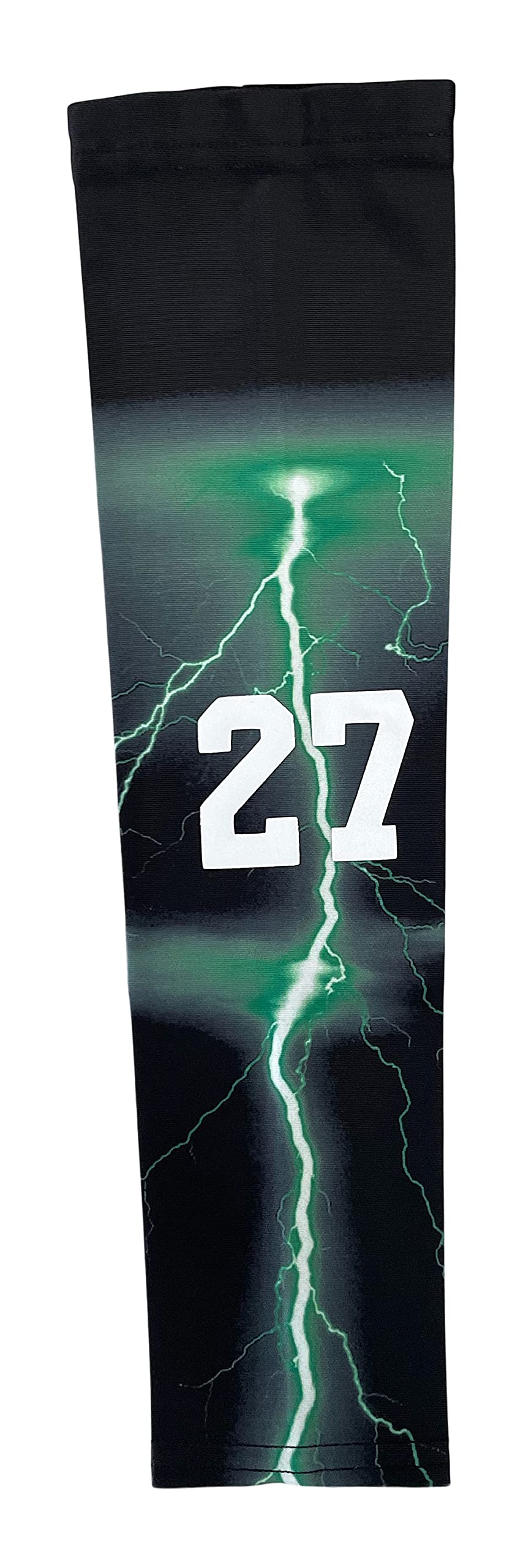 Custom Pick Your Number or Letters Moisture-Wicking Sports Compression Arm Sleeves - Lightning Storm Design for Basketball, Running & Outdoor Activities