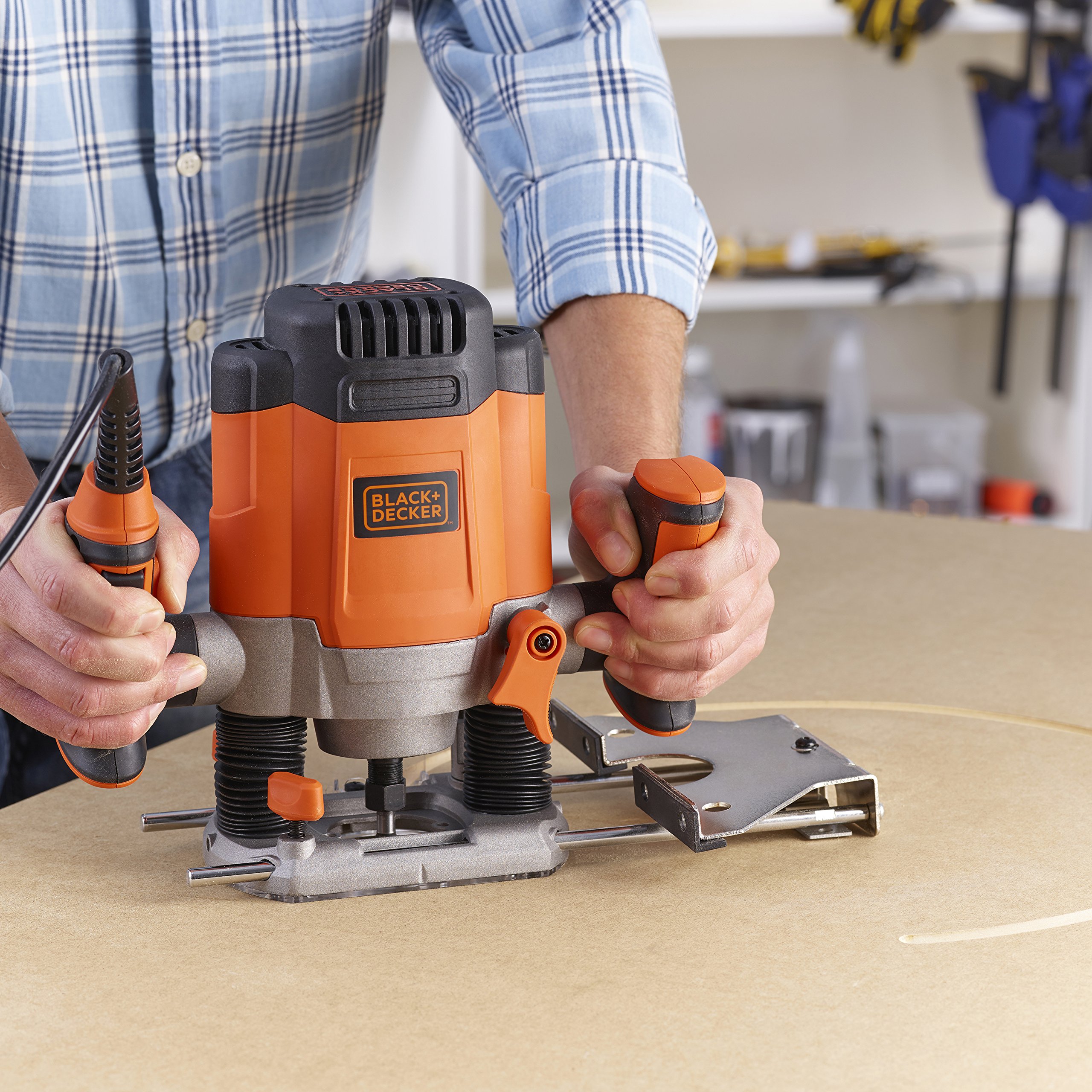 BLACK + DECKER KW1200EKA-QS 1200W Milling Machine with Accessories & Carrying Case - Powerful 1.2KW Electric Mill for Woodworking, Metal Cutting & DIY Projects - Orange Power Tool for Home Workshop & Professional Use