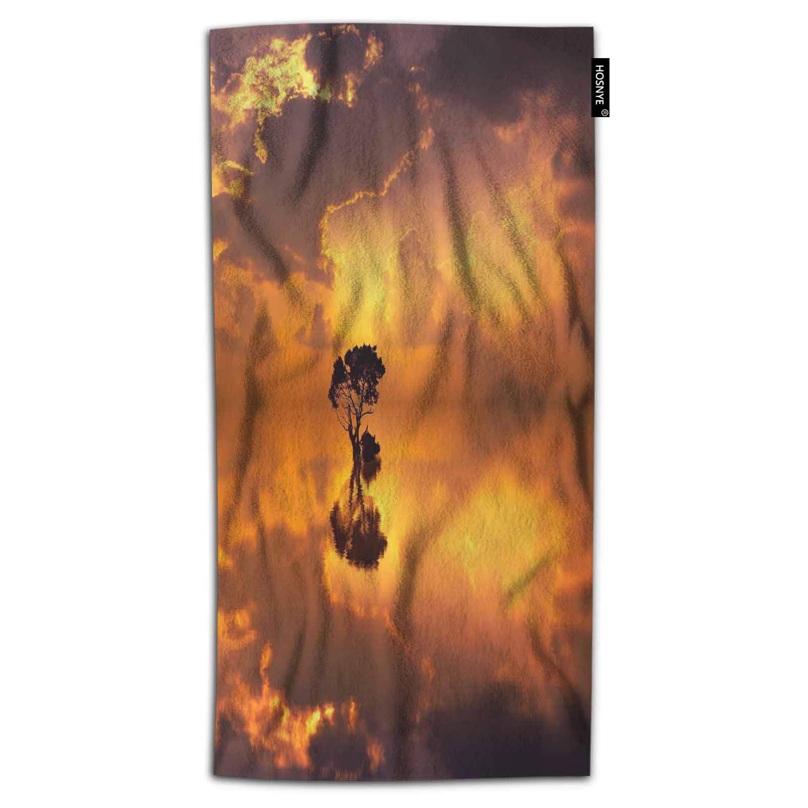 Premium HOSNYE Tree Design Hand Towel - Ultra Soft & Absorbent for Bathroom, Beach, Kitchen, Spa, Gym & Yoga | Perfect for Home, Travel & Gifts