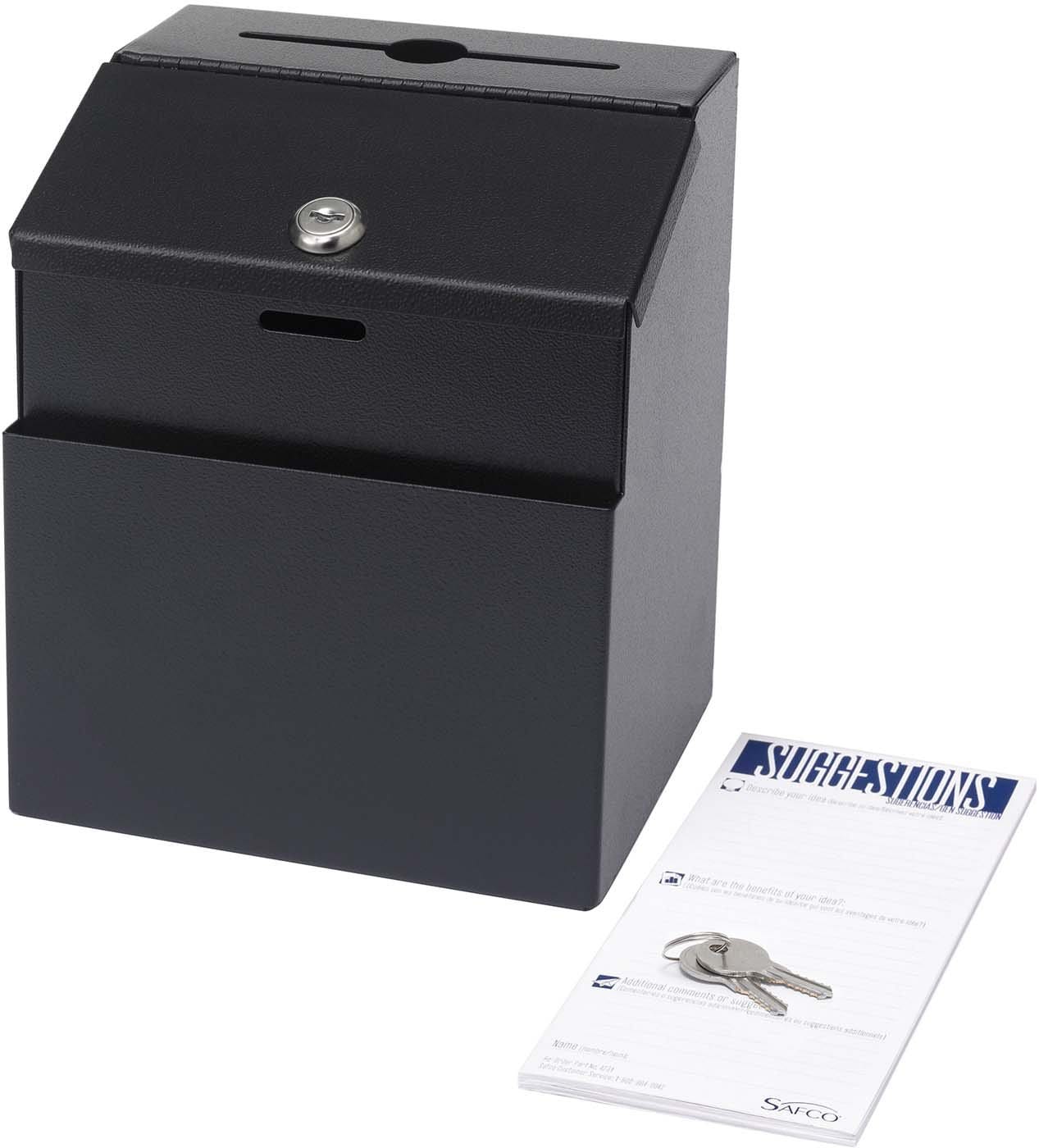 4232BL Steel Black Suggestion Box - Durable Metal Feedback Box for Offices, Schools & Public Spaces
