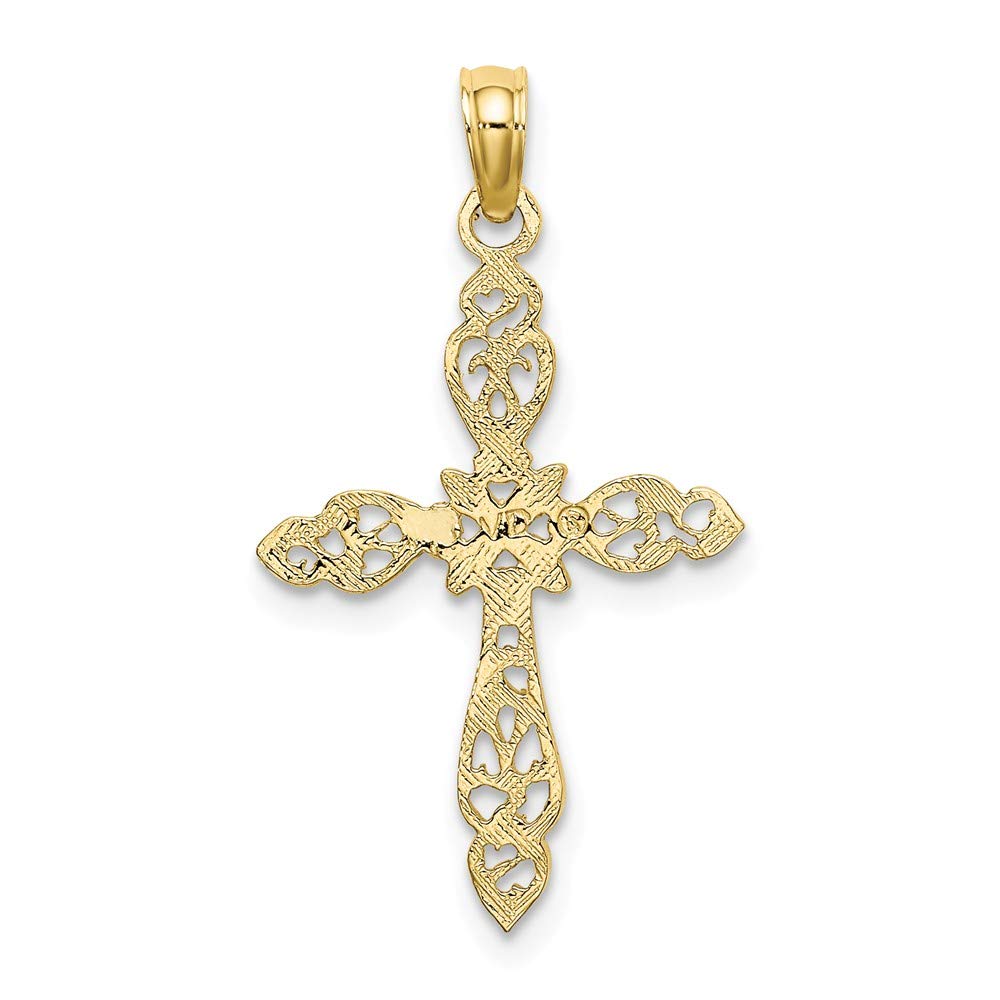 10K Yellow Gold Polished Cut-Out Cross Pendant Necklace - Religious Jewelry for Women, Perfect for Church, Baptism & Everyday Wear