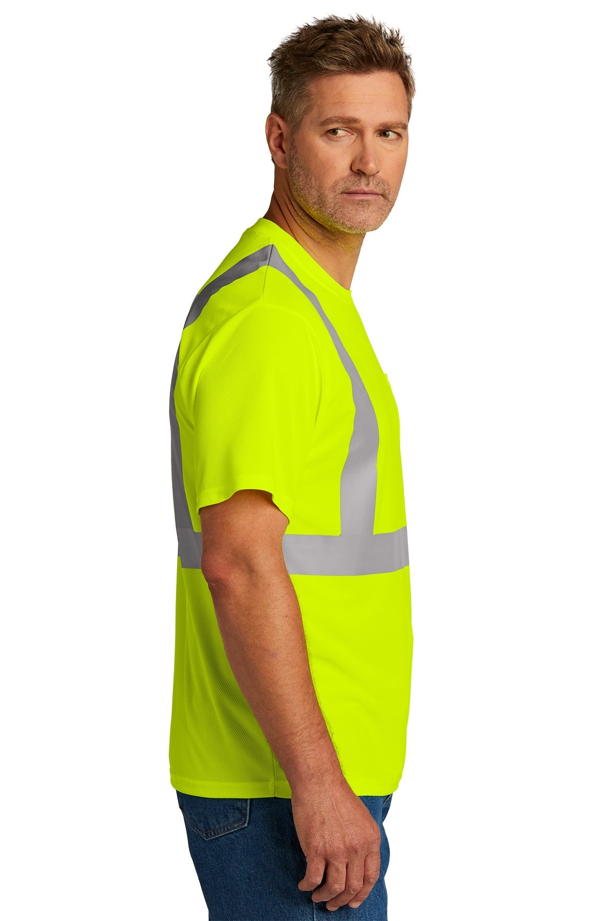 CornerStone ANSI 107 Class 2 High Visibility Safety T-Shirt - Mesh Reflective Workwear for Construction & Road Workers - Safety Yellow