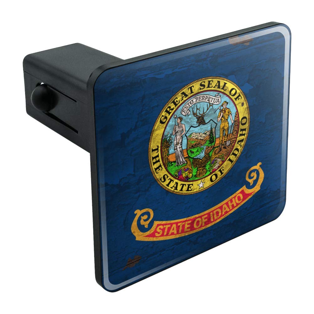 Rustic Distressed Idaho State Flag Hitch Cover Plug - USA Made Trailer Accessory for Trucks & SUVs - Perfect for Road Trips, Camping & Outdoor Adventures