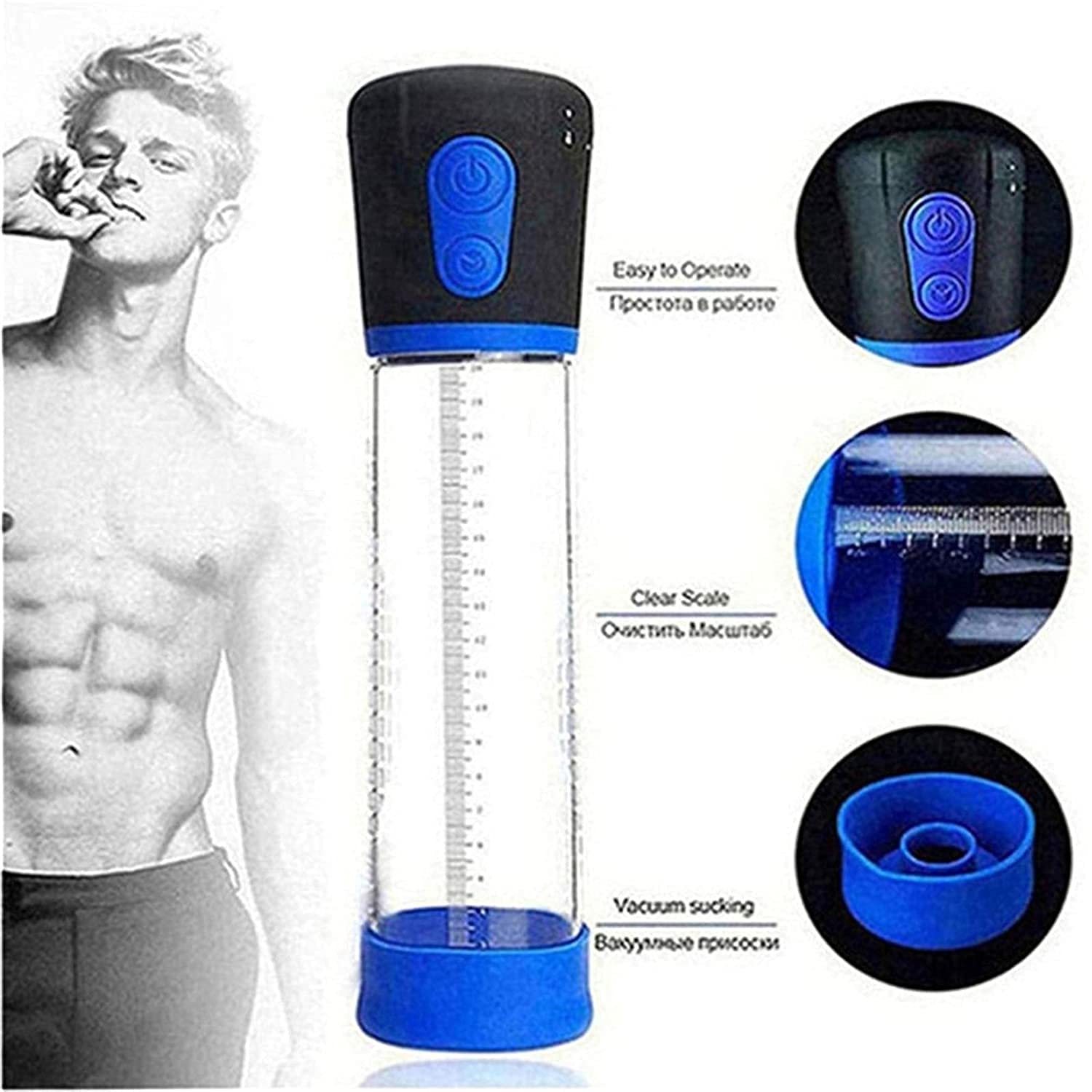Premium Men's Vacuum Pump for Male Enhancement - Penis Enlargement Pump Therapy Kit with Comfortable Gripper - Easy to Use for Home Use, Gym, Travel & Intimate Moments