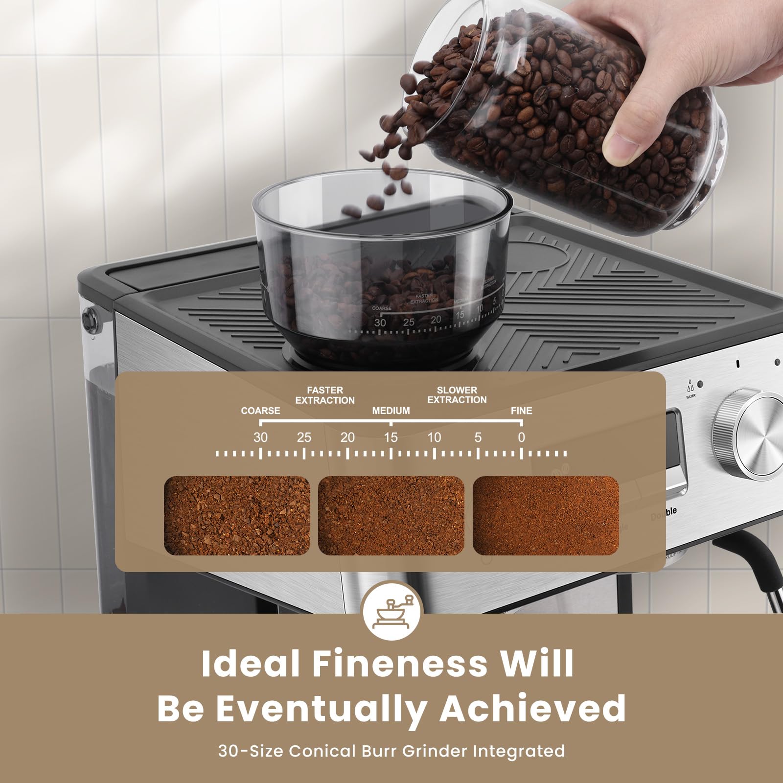 Gevi 20 Bar Espresso Machine with Built-in Grinder & Milk Frother - Professional Home Coffee Maker for Espresso, Cappuccino & Latte - 2.3L Large Water Tank (Perfect for Home Baristas & Coffee Lovers)