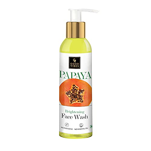 Good Vibes Papaya Brightening Face Wash 120ml - Natural Glow Boosting Cleanser for Radiant Skin | Anti-Aging, Pore Cleansing & Moisturizing Formula | Paraben-Free, Mineral Oil-Free & Cruelty-Free | Perfect for Daily Skincare Routine & Travel