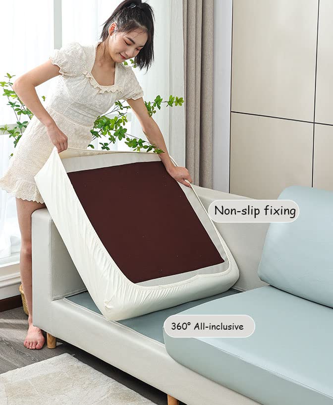Premium PU Leather Couch Cushion Cover for L-Shaped Sectional Sofa - Soft Elastic Slipcover for 3-Seater Replacement - White | Perfect for Living Room, Family Room & Home Theater Seating