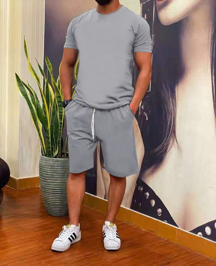 Men's Summer Casual 2-Piece Outfit Set - Lightweight Breathable Short Sleeve Shirt & Shorts for Beach, Vacation, and Outdoor Activities