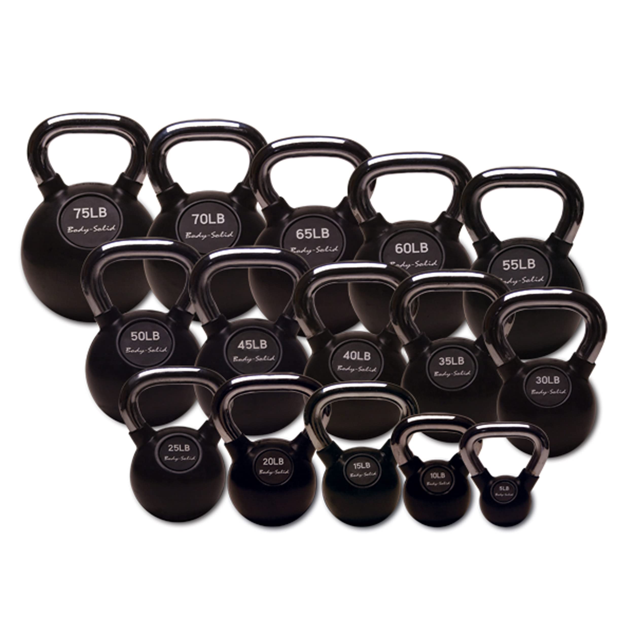 Body-Solid Rubber Coated Kettlebells with Chrome Handle - Premium Weight Training & Core Workout Equipment for Home Gym, CrossFit, and Functional Fitness