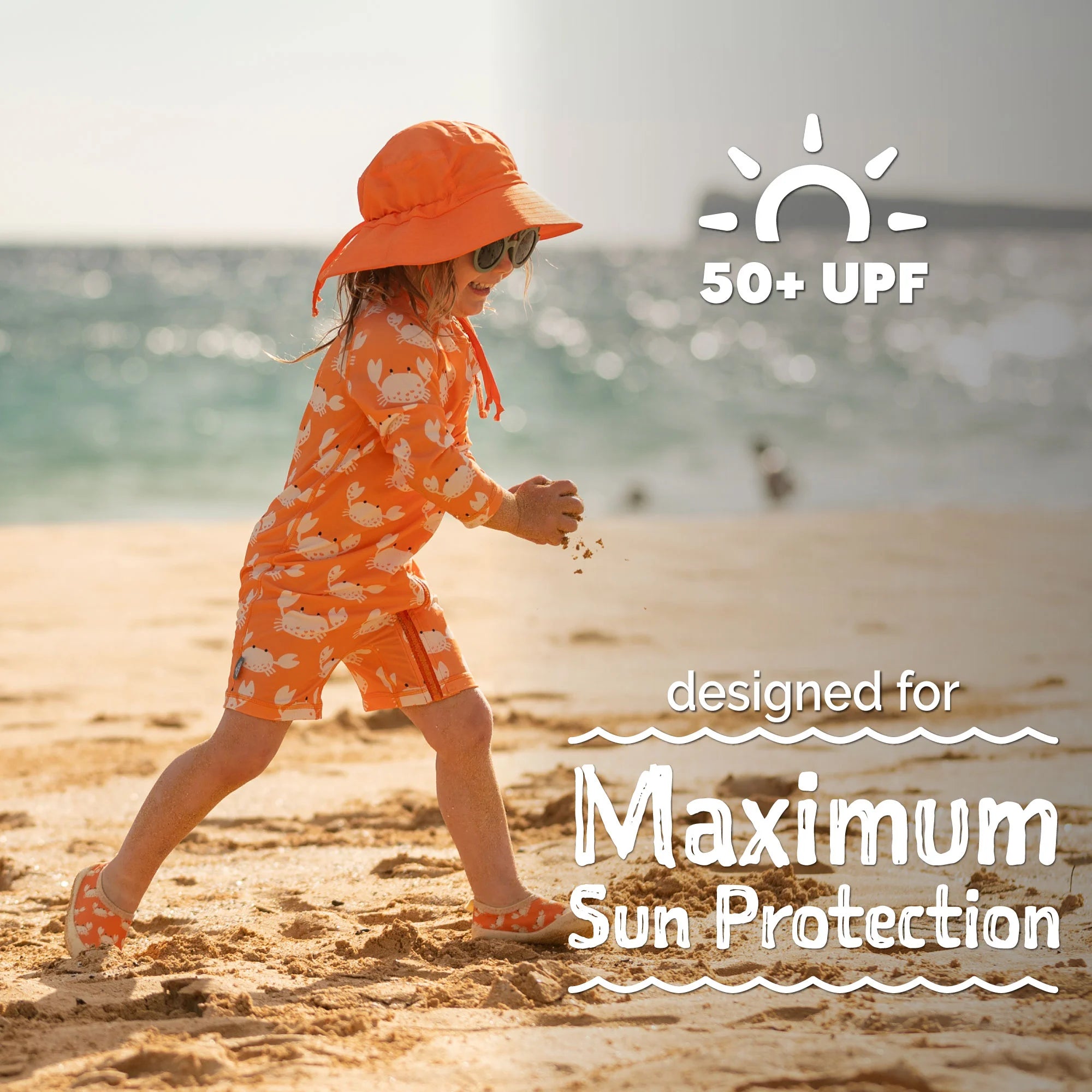 Jan & Jul Crabby Crab One Piece UV Sun Suit for Baby Girls & Boys - UPF 50+ Sun Protection Swimwear for Beach, Pool & Outdoor Activities