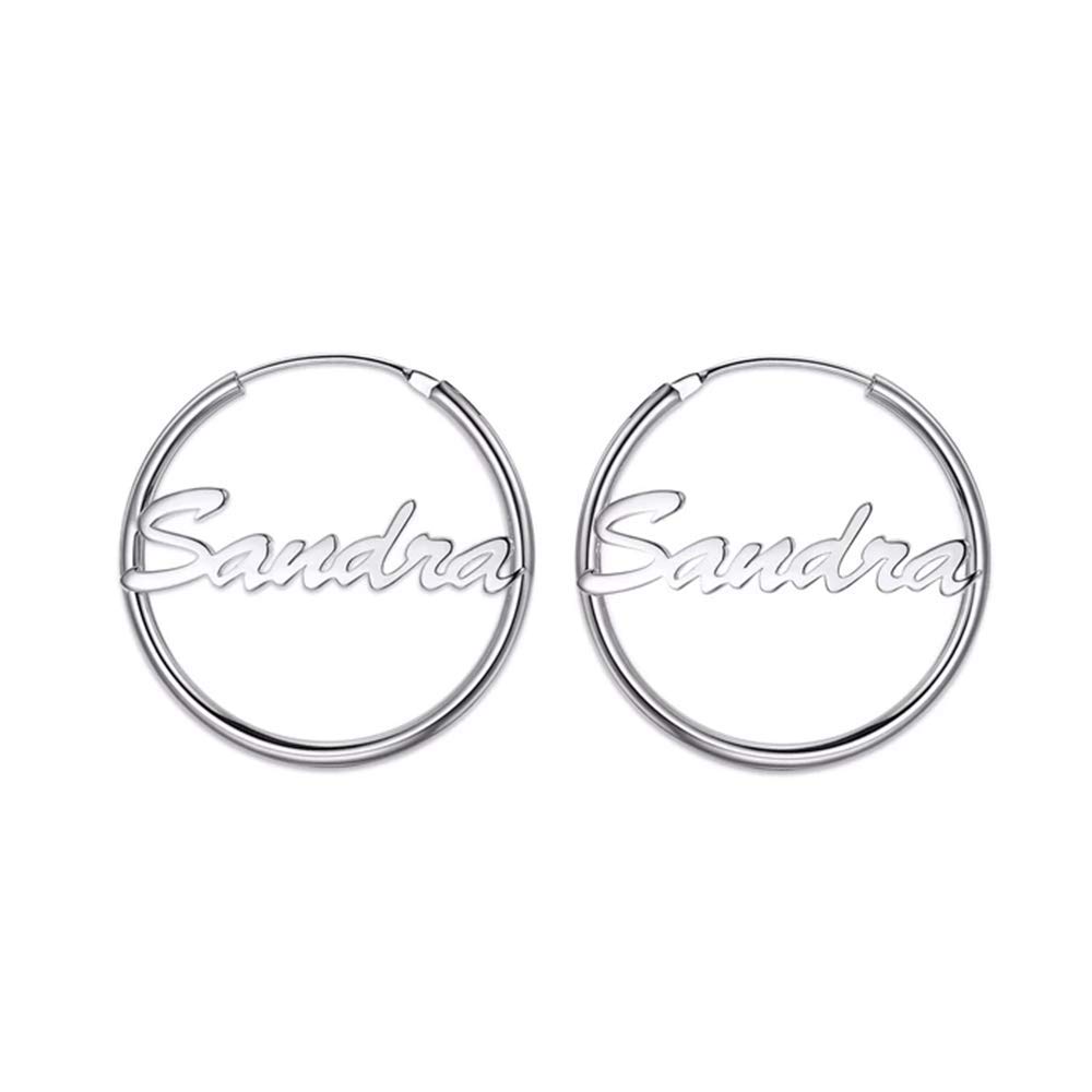 Personalized 925 Sterling Silver Custom Name Hoop Earrings for Women | Unique Engraved Jewelry Gift for Her | Birthday, Anniversary, Valentine's Day Present
