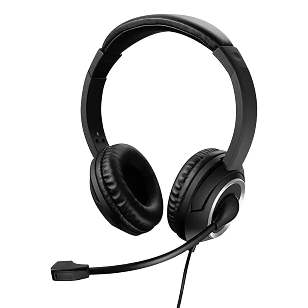 JNJOOD USB Wired Headset with Noise Canceling Microphone - Over-Ear PC Headphones for Call Center, Gaming & Office Use (Compatible with Computer/Laptop) - Perfect for Remote Work, Online Classes & Customer Service